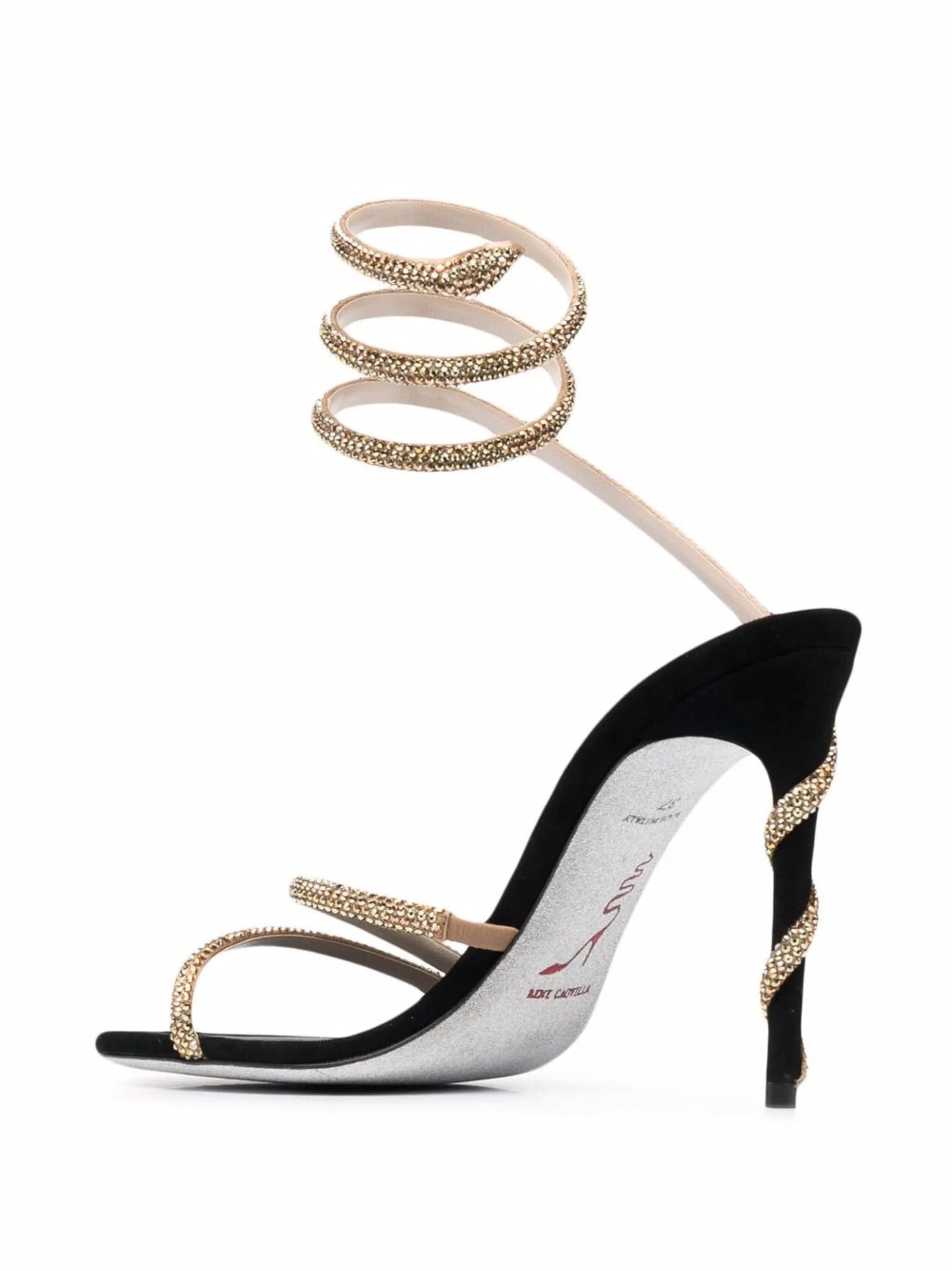 René Caovilla Margot 105 mm jewelled snake sandals