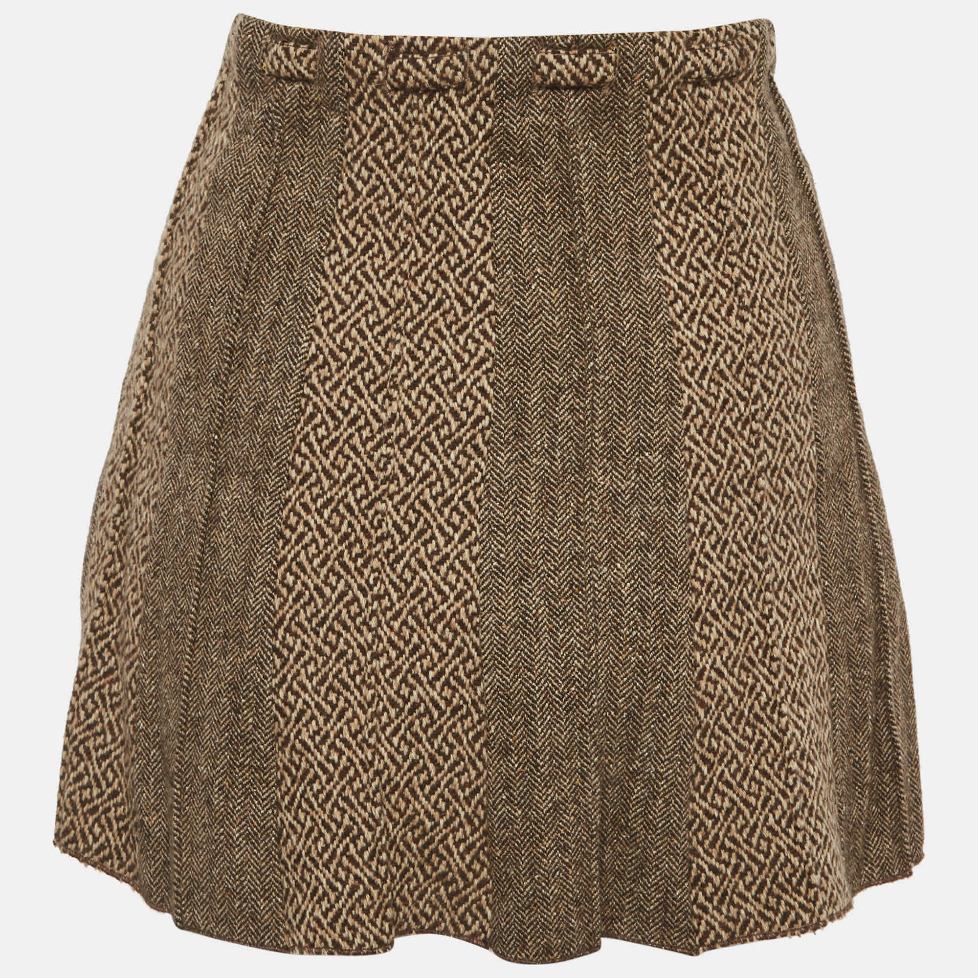 Etro Brown Striped Tweed Mini Skirt