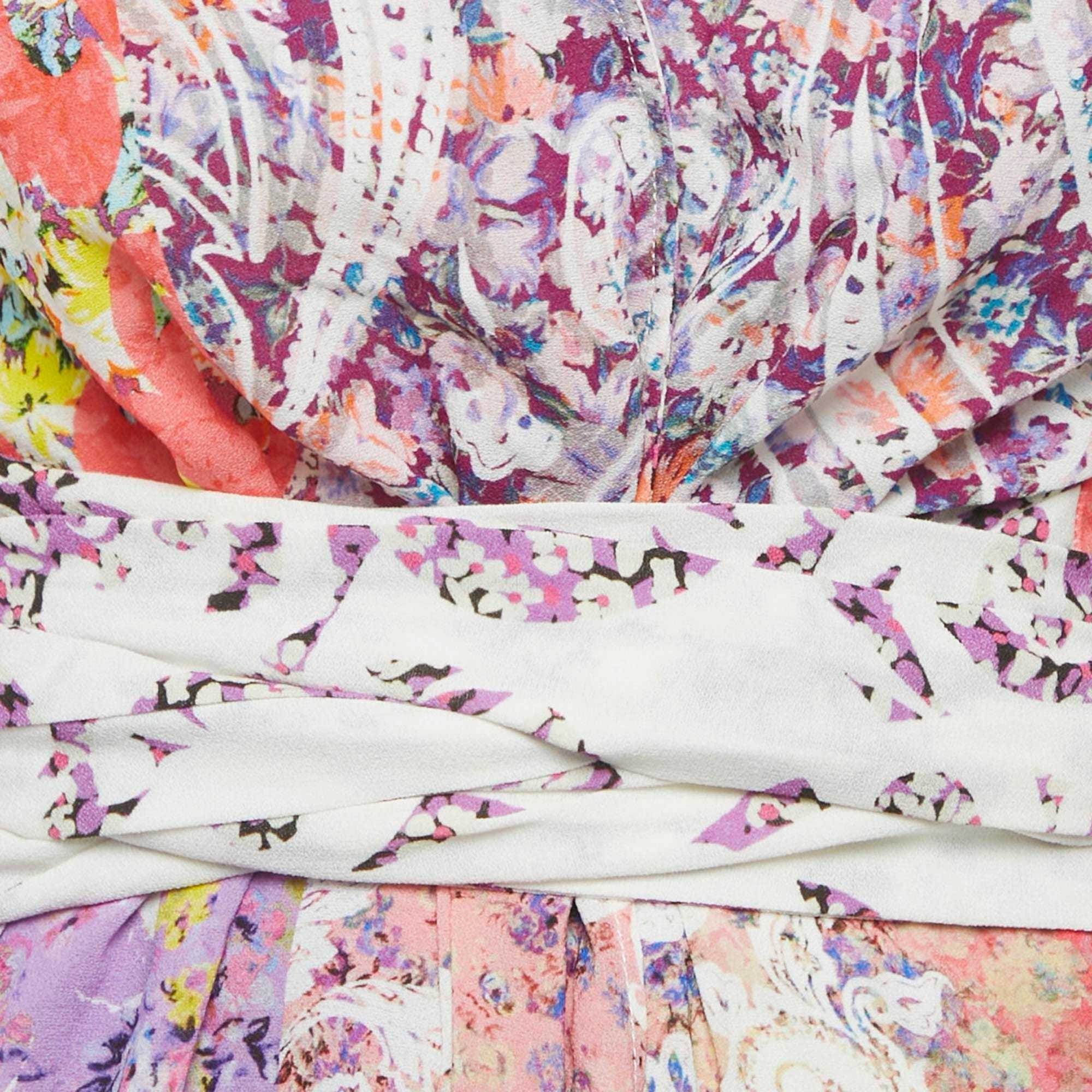 Etro Multicolor Printed Crepe Belted Midi Dress