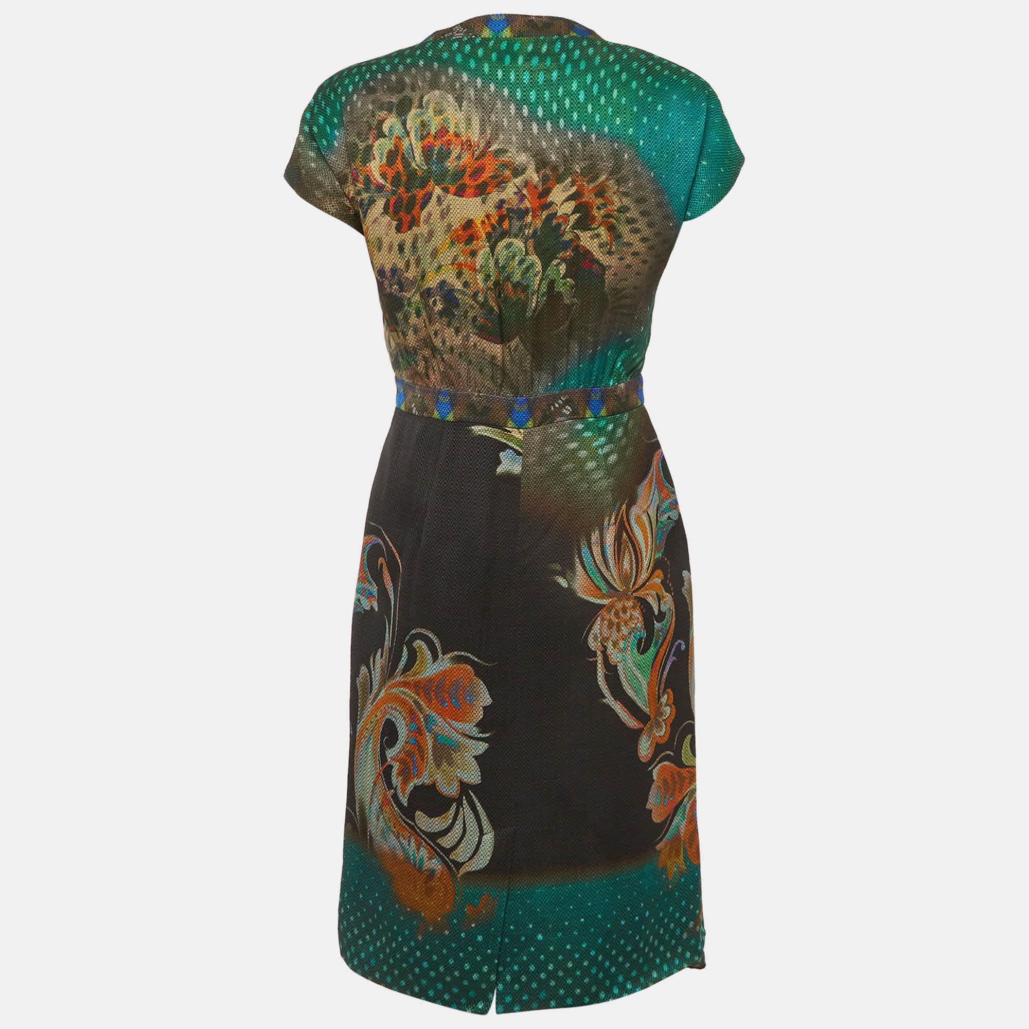 Etro Green Printed Crepe Short Dress