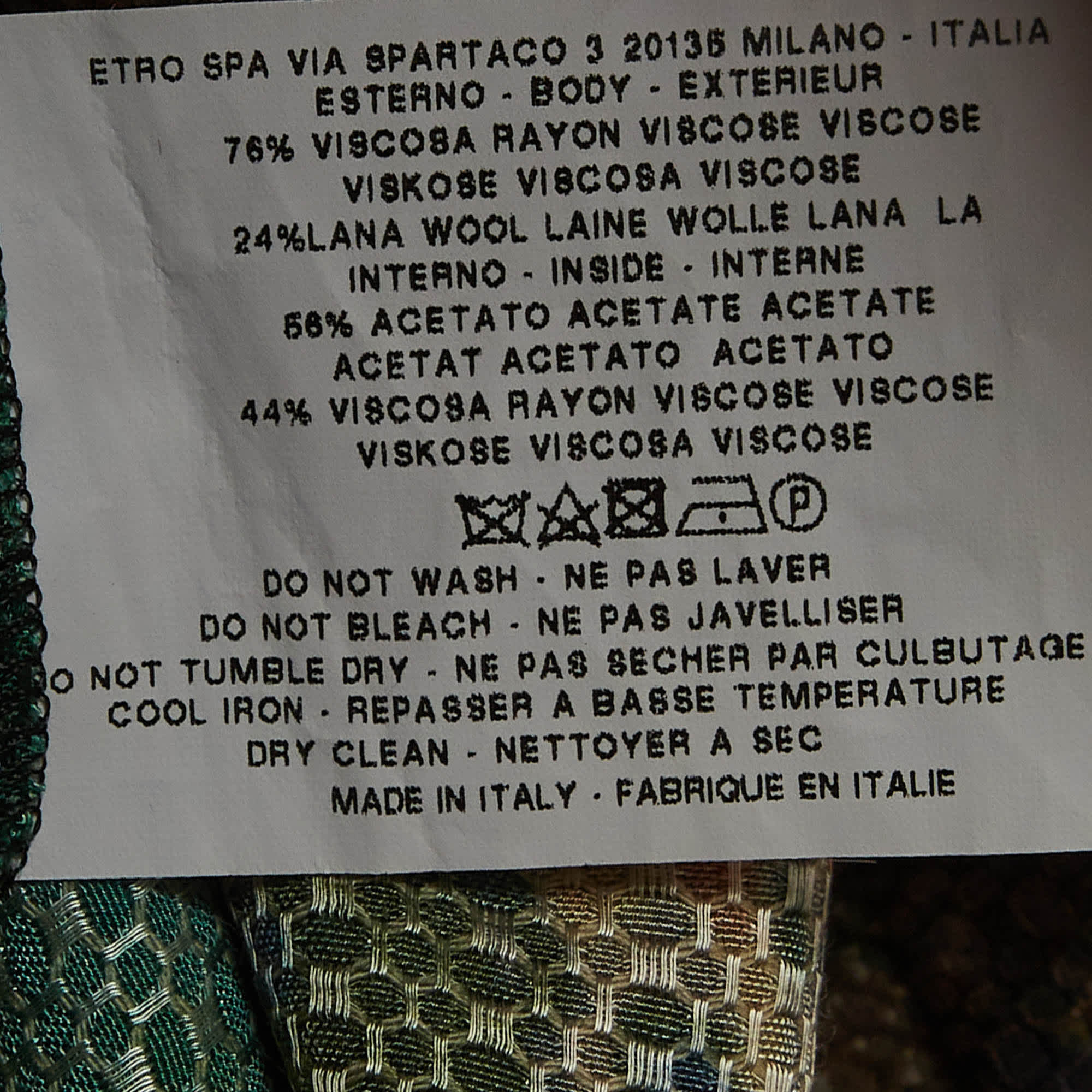 Etro Green Printed Crepe Short Dress
