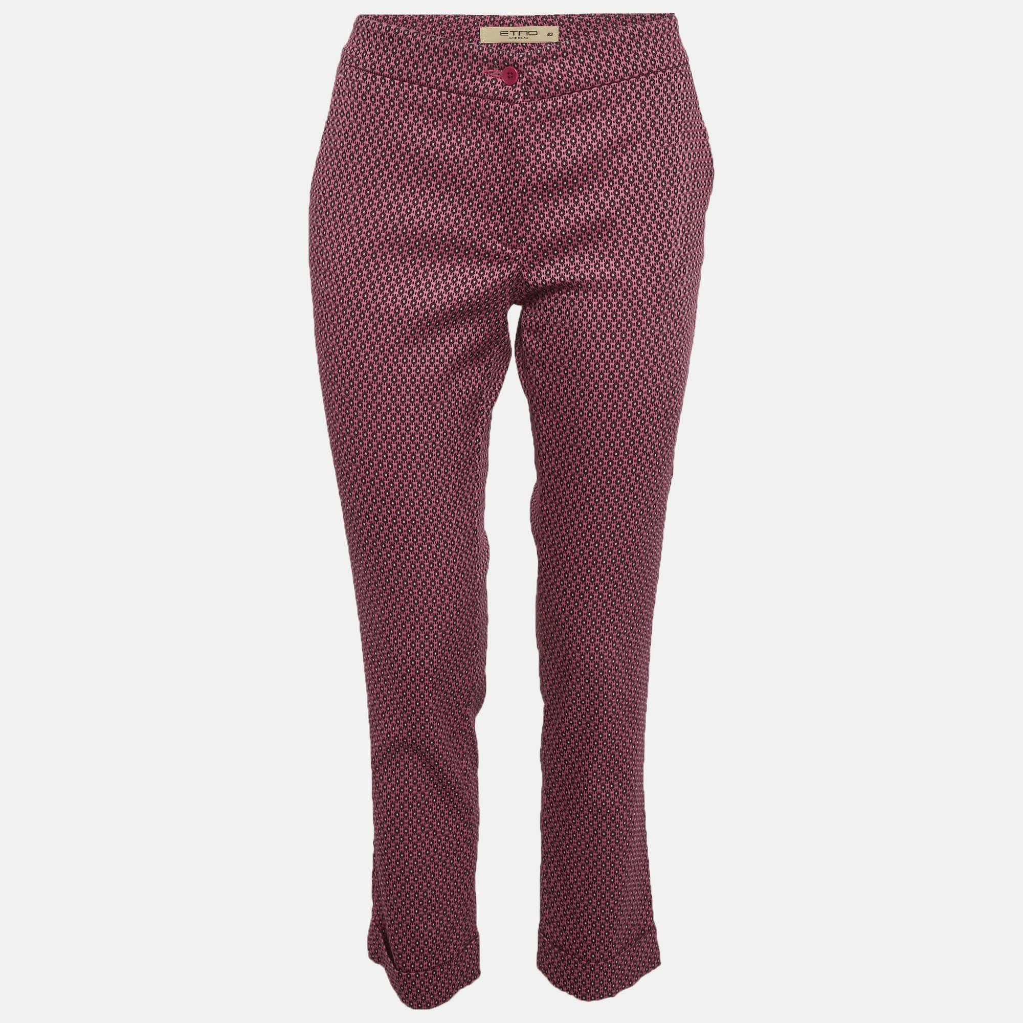 Etro Pink Jacquard Pattern Straight Fit Trousers