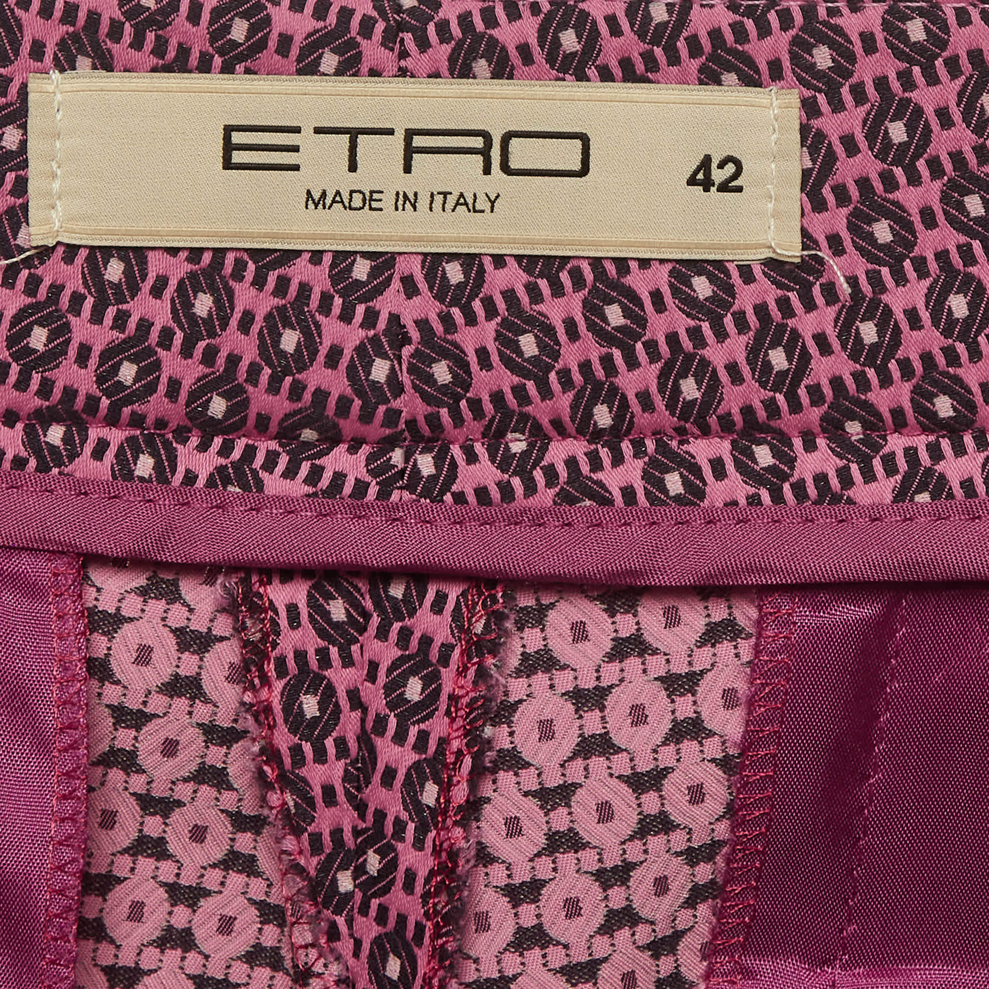 Etro Pink Jacquard Pattern Straight Fit Trousers