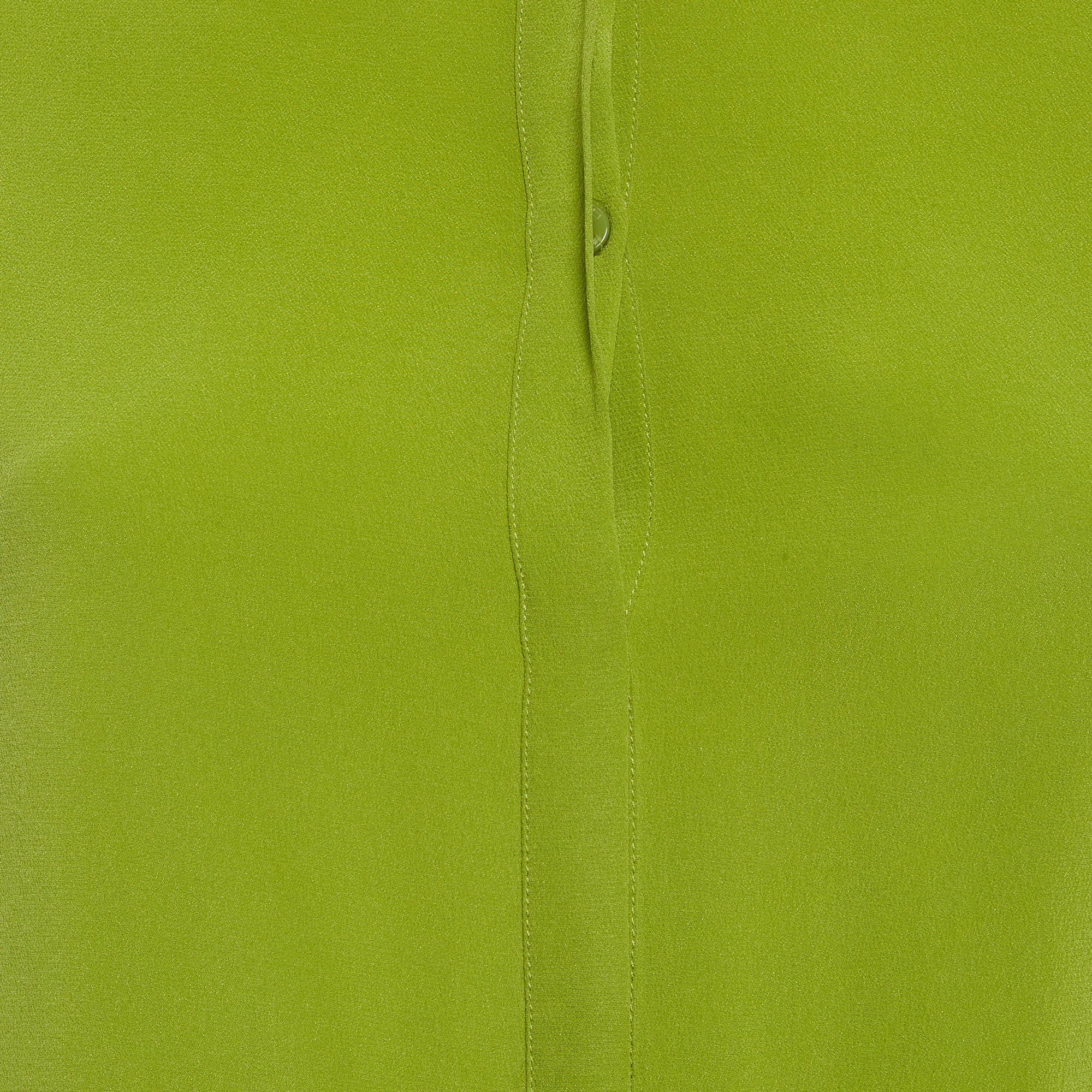 Etro Green Crepe Silk Button Up Shirt