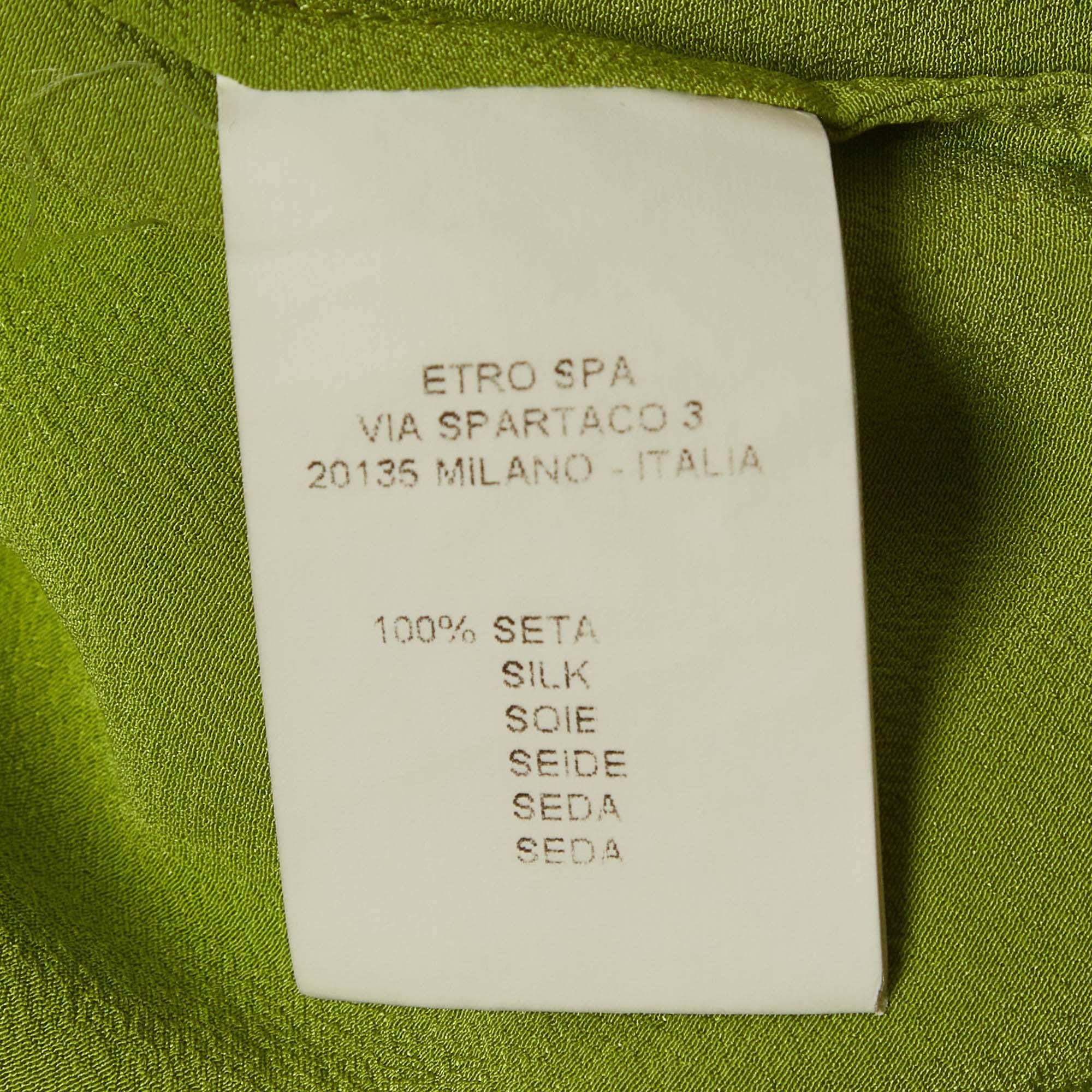 Etro Green Crepe Silk Button Up Shirt
