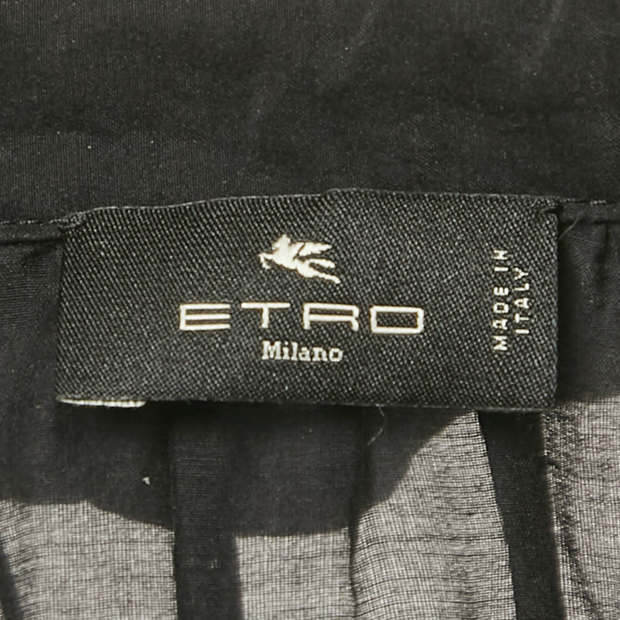 Etro Black Cotton & Silk Ruffled Blouse