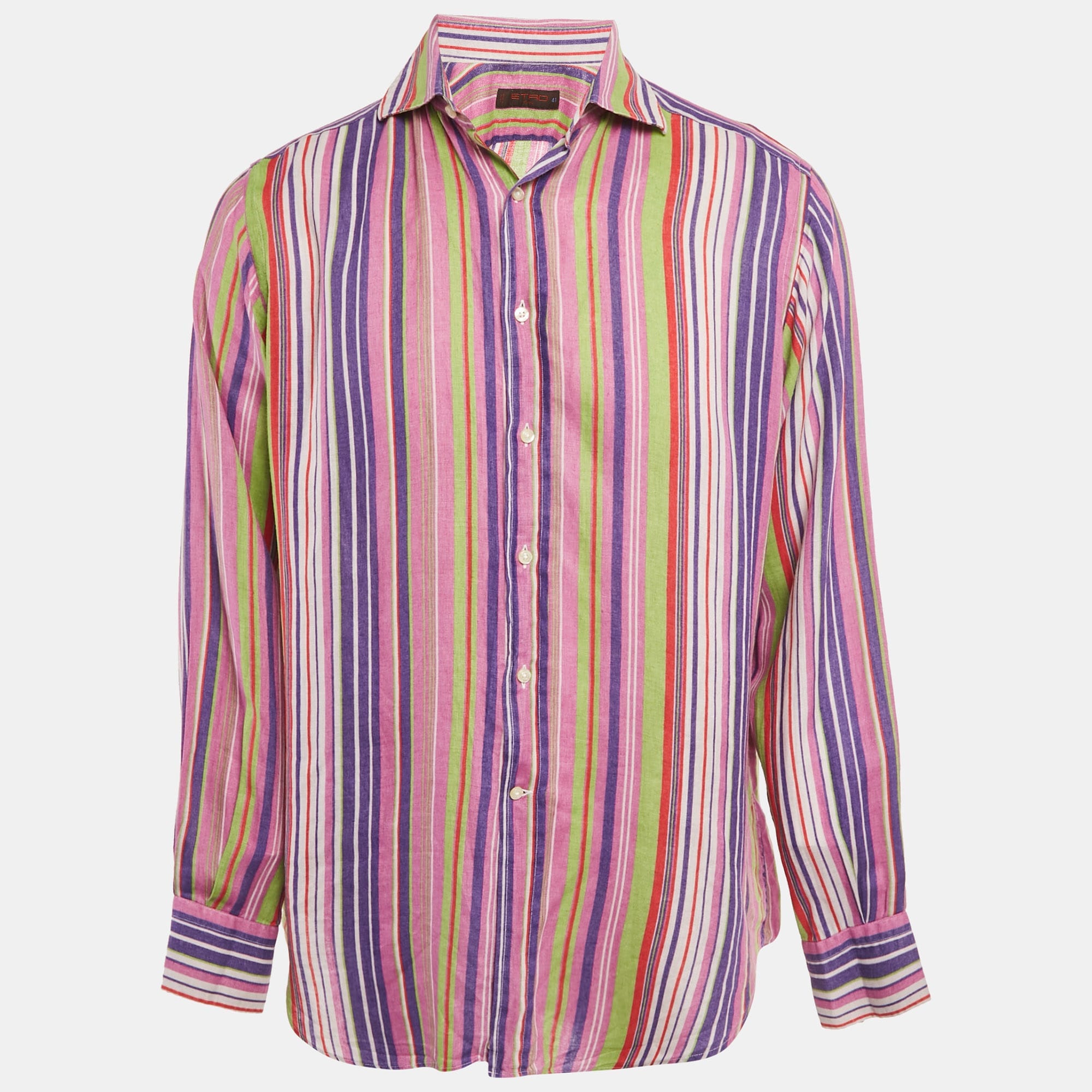 Etro Multicolor Striped Linen Full Sleeve Shirt