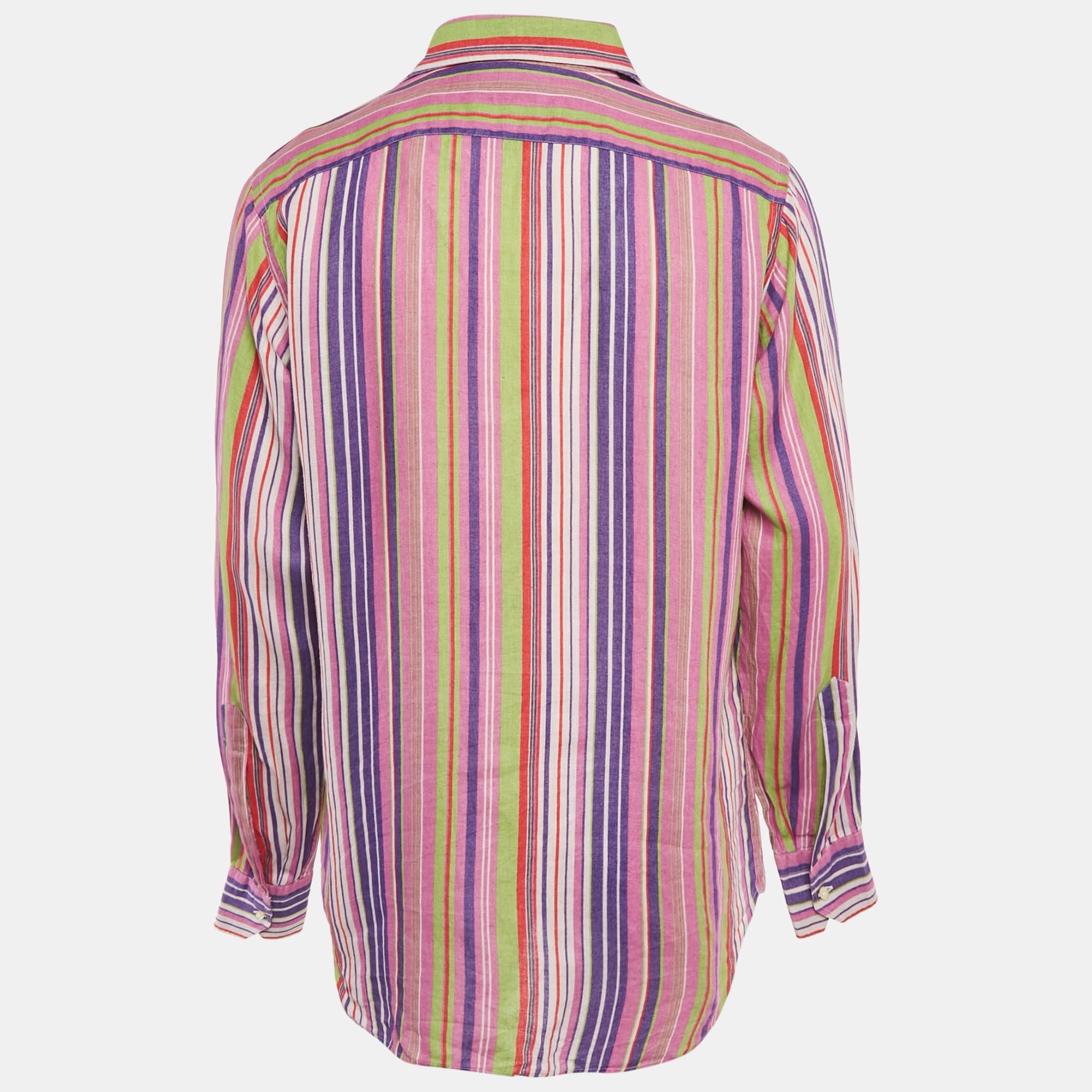 Etro Multicolor Striped Linen Full Sleeve Shirt