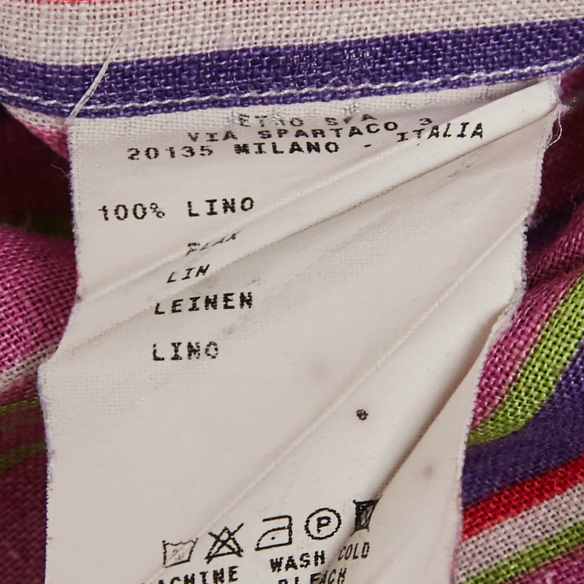 Etro Multicolor Striped Linen Full Sleeve Shirt