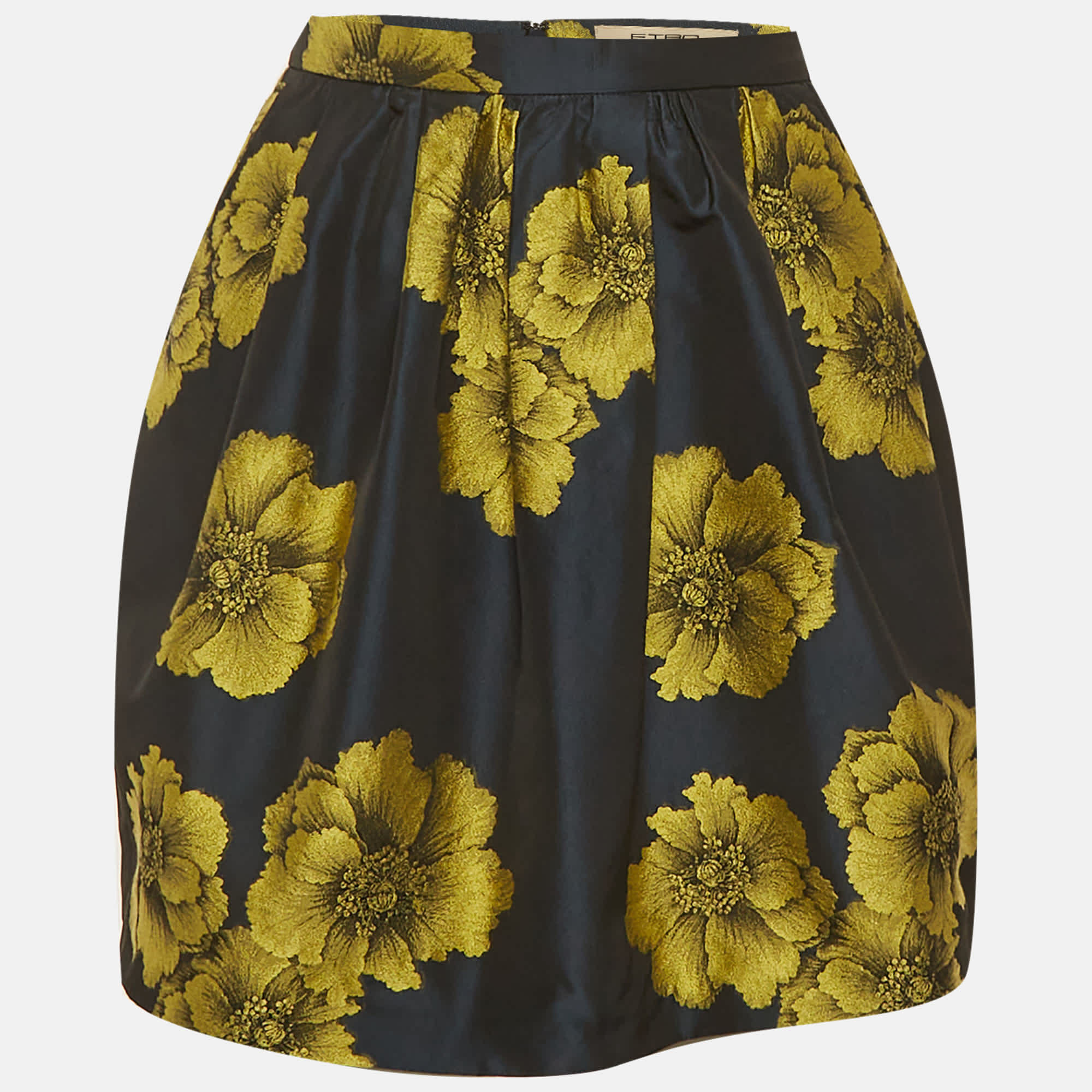 Etro Blue/gold Floral Jacquard Mini Skirt