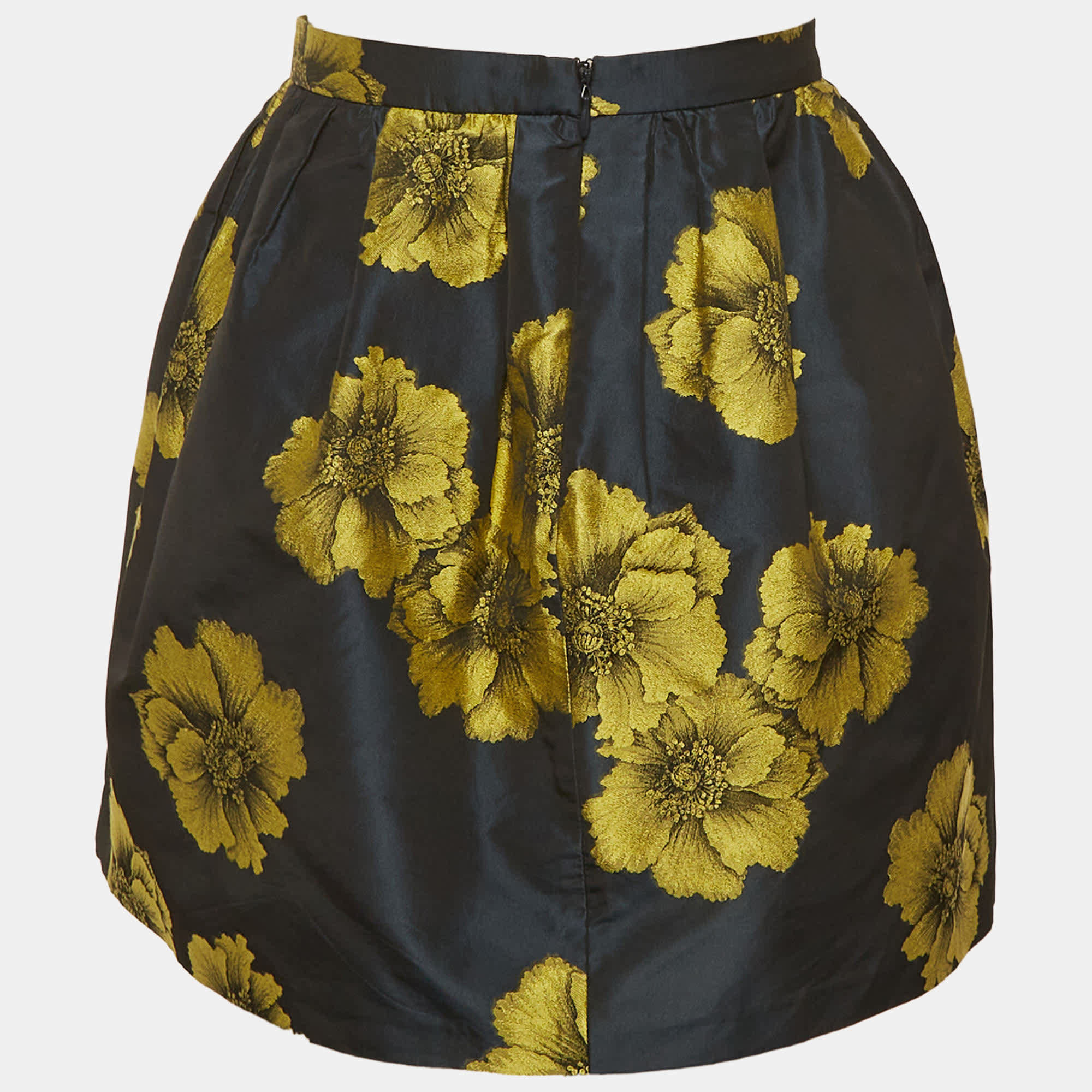 Etro Blue/gold Floral Jacquard Mini Skirt