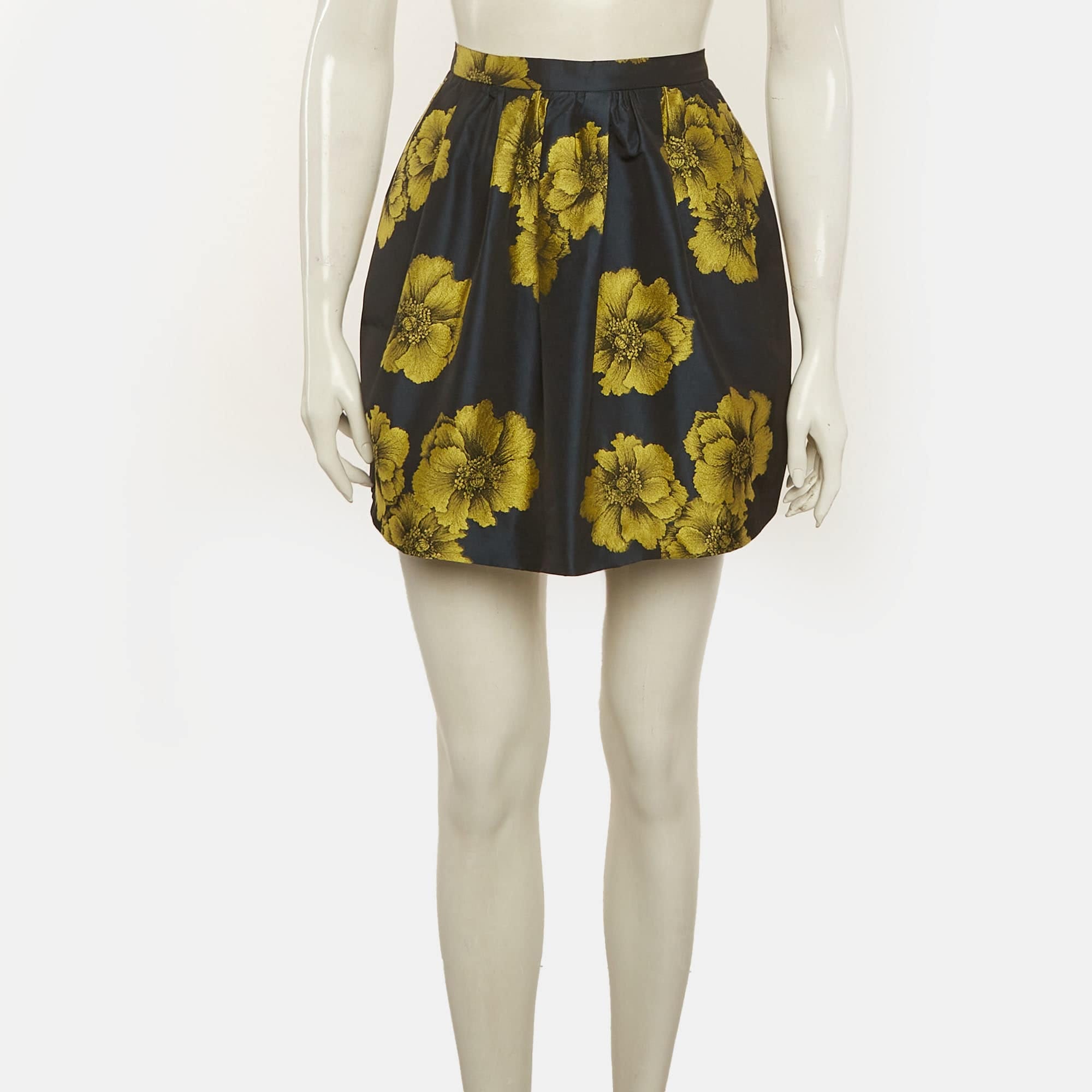 Etro Blue/gold Floral Jacquard Mini Skirt