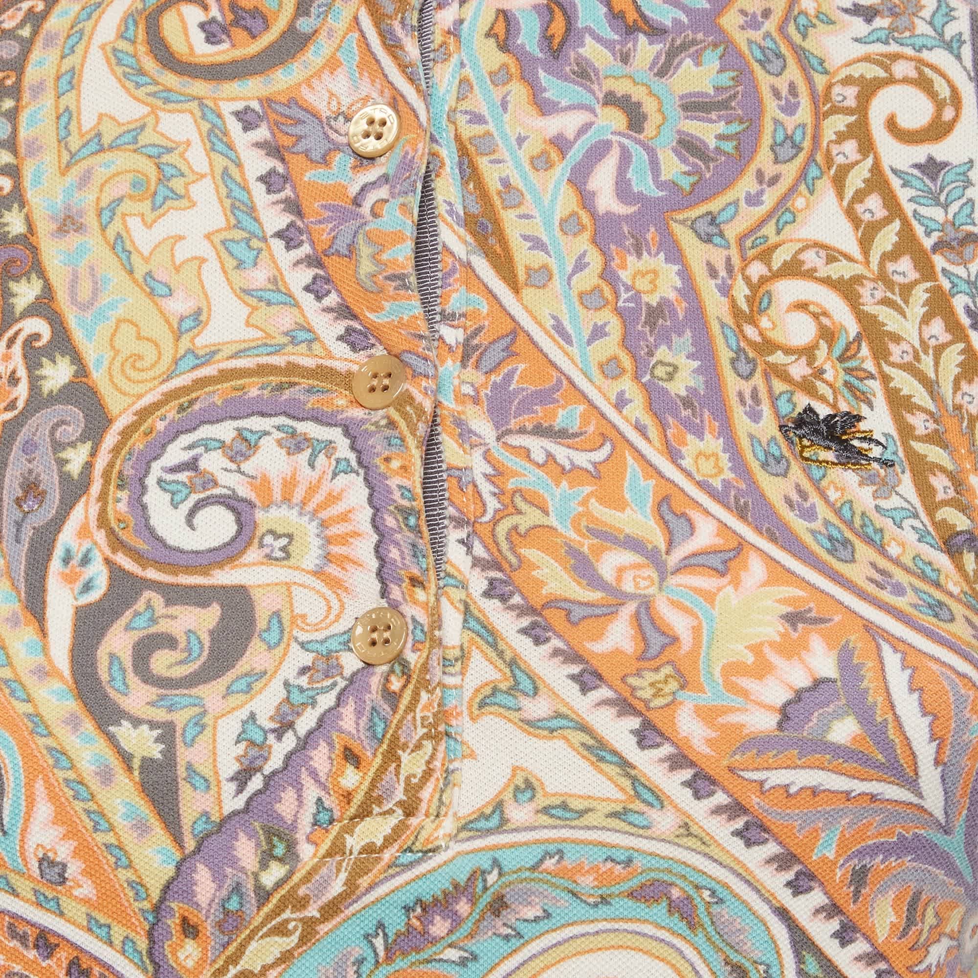 Etro Multicolor Paisley - Print Cotton Polo T - Shirt