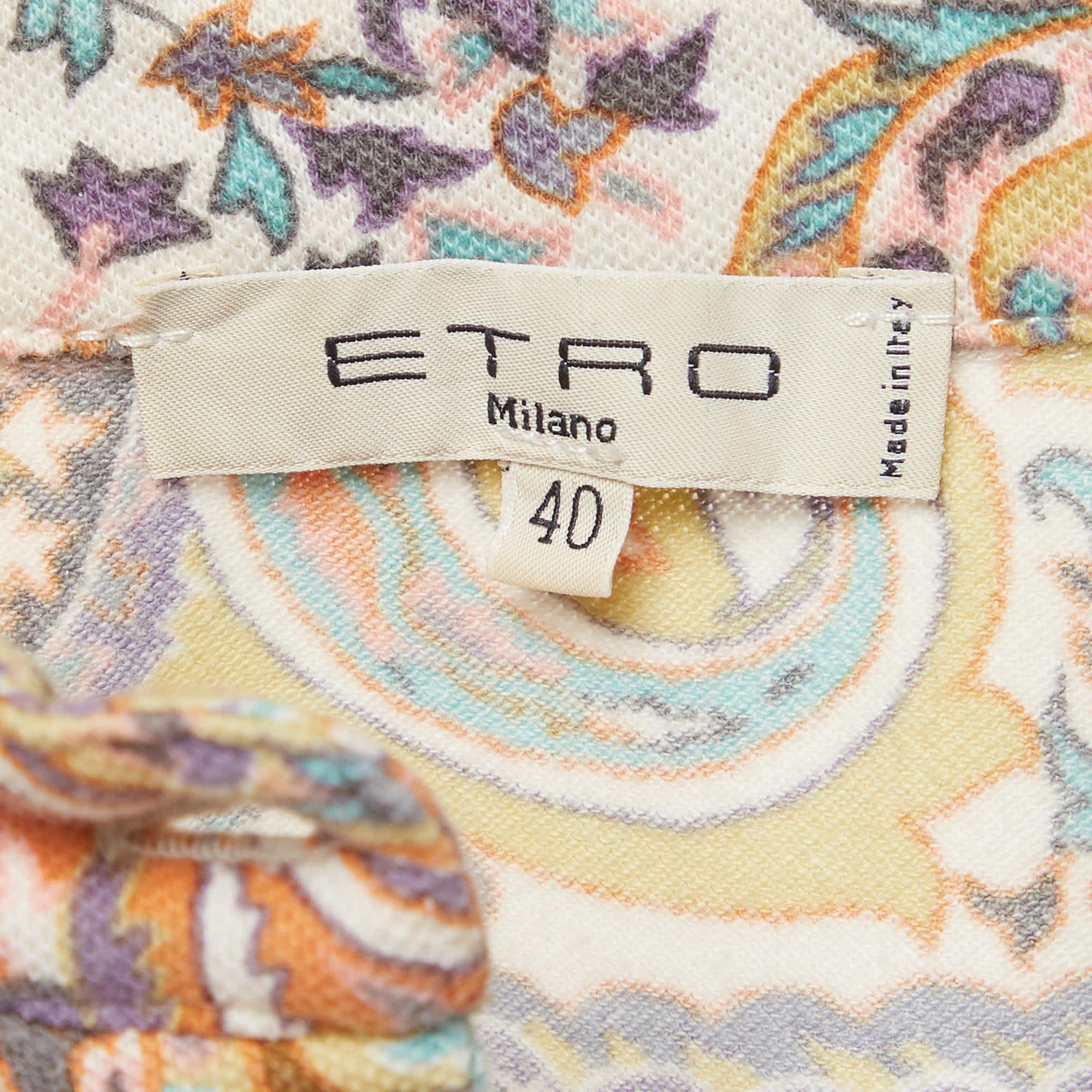 Etro Multicolor Paisley - Print Cotton Polo T - Shirt