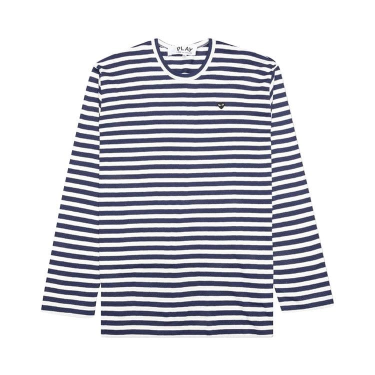 Comme des Garçons PLAY Little Heart Striped Long-Sleeve T-Shirt Navy/White