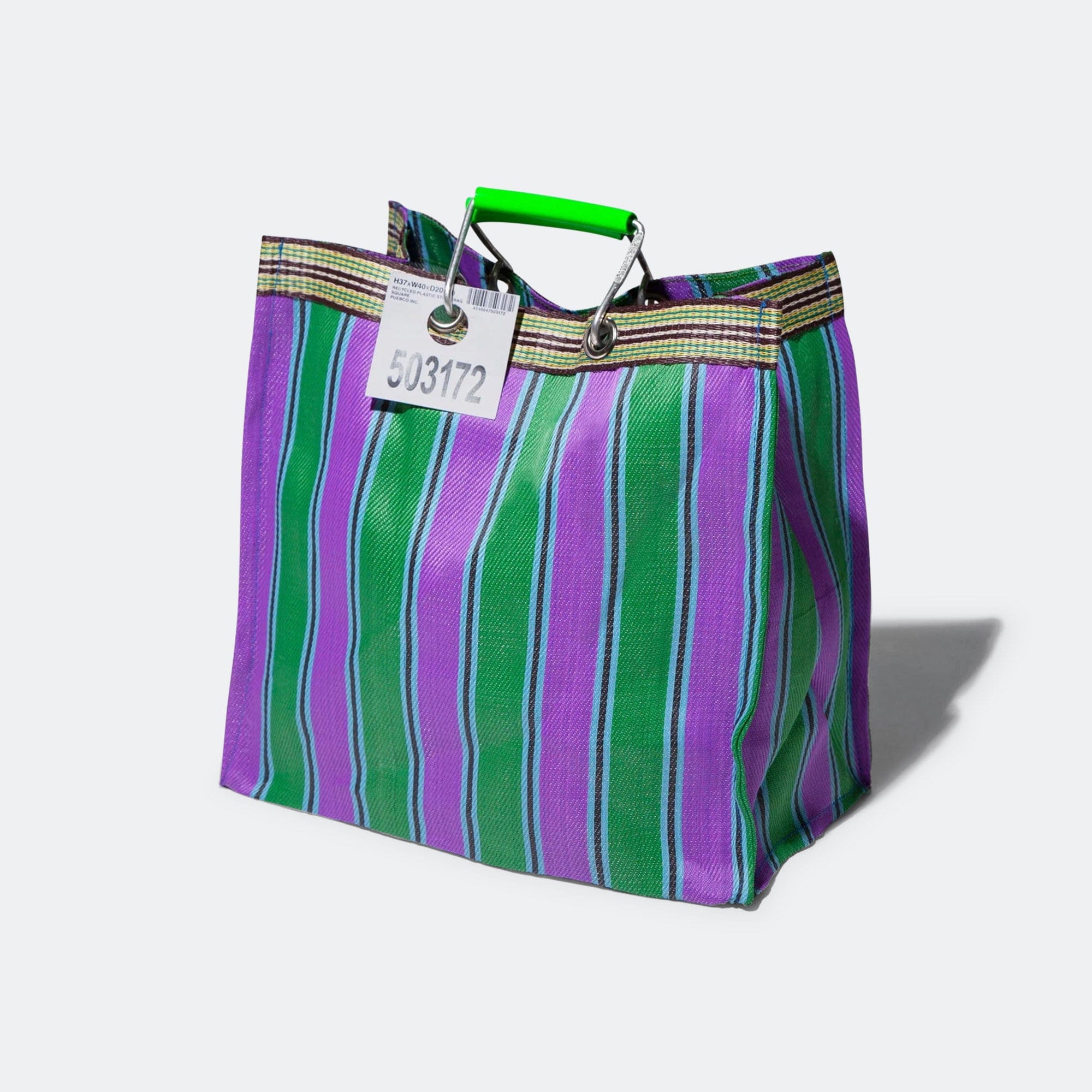Puebco Recycled Plastic Stripe Bag Square - Green/Purple