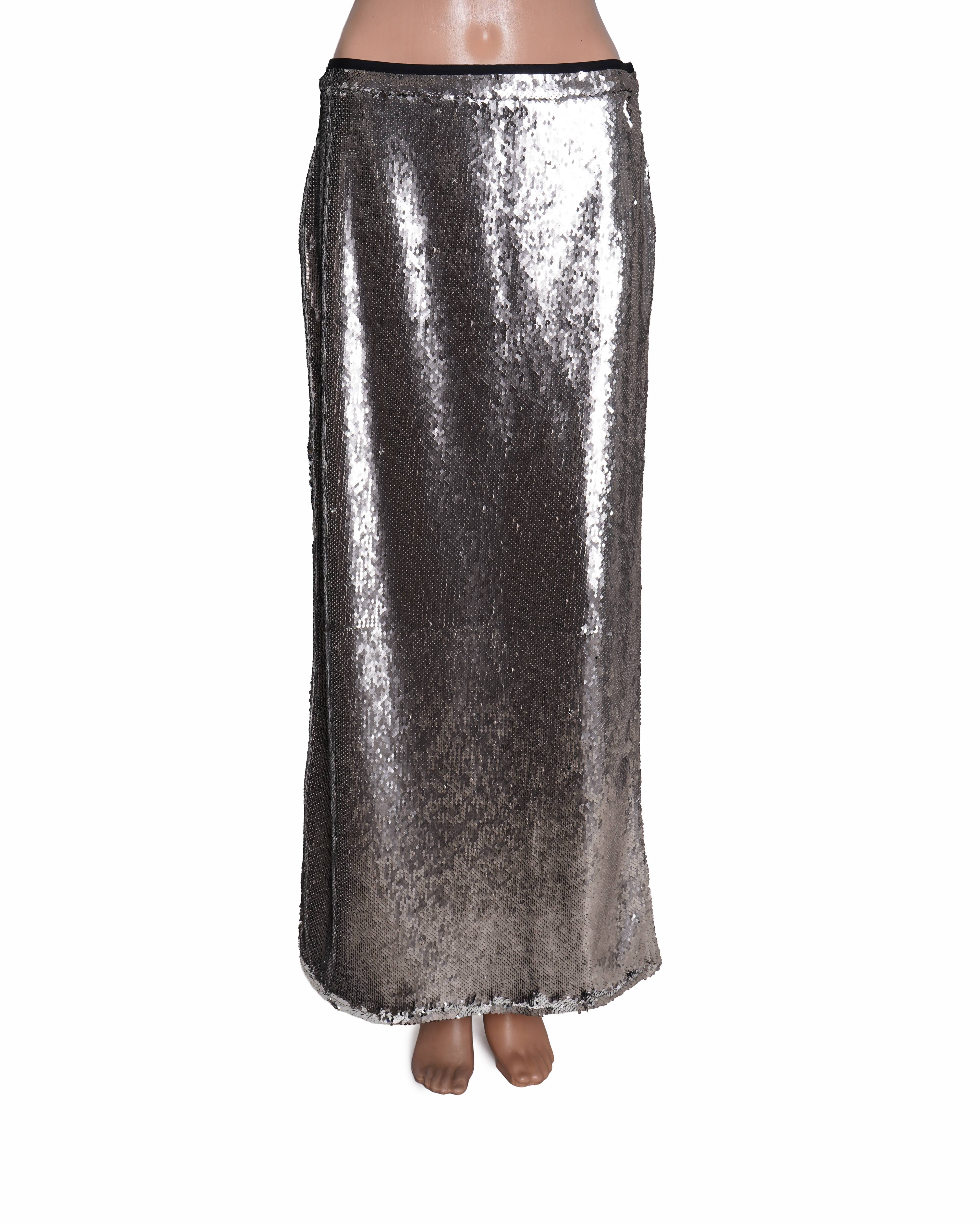 River Island Silver Sequin Maxi Skirt