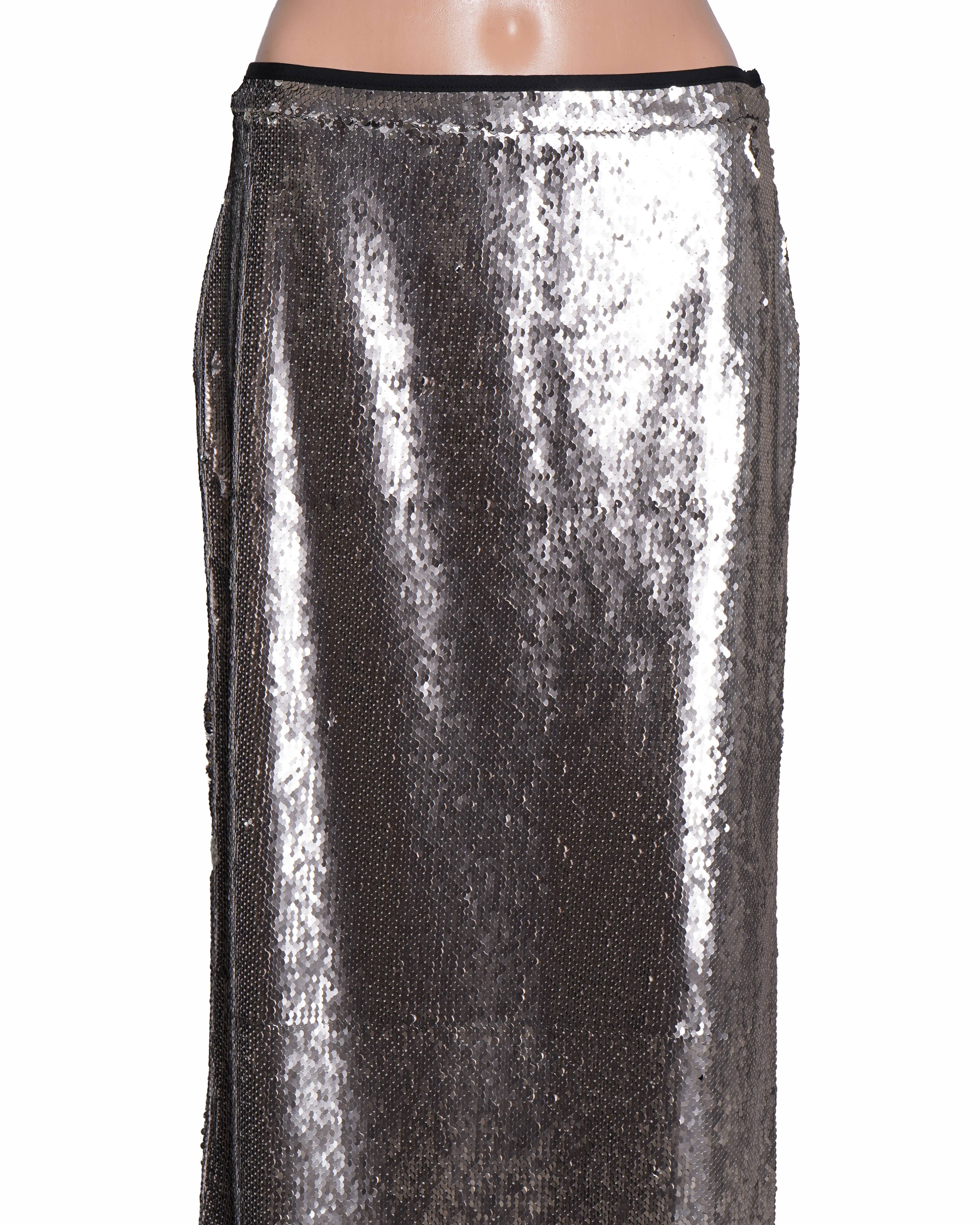 River Island Silver Sequin Maxi Skirt