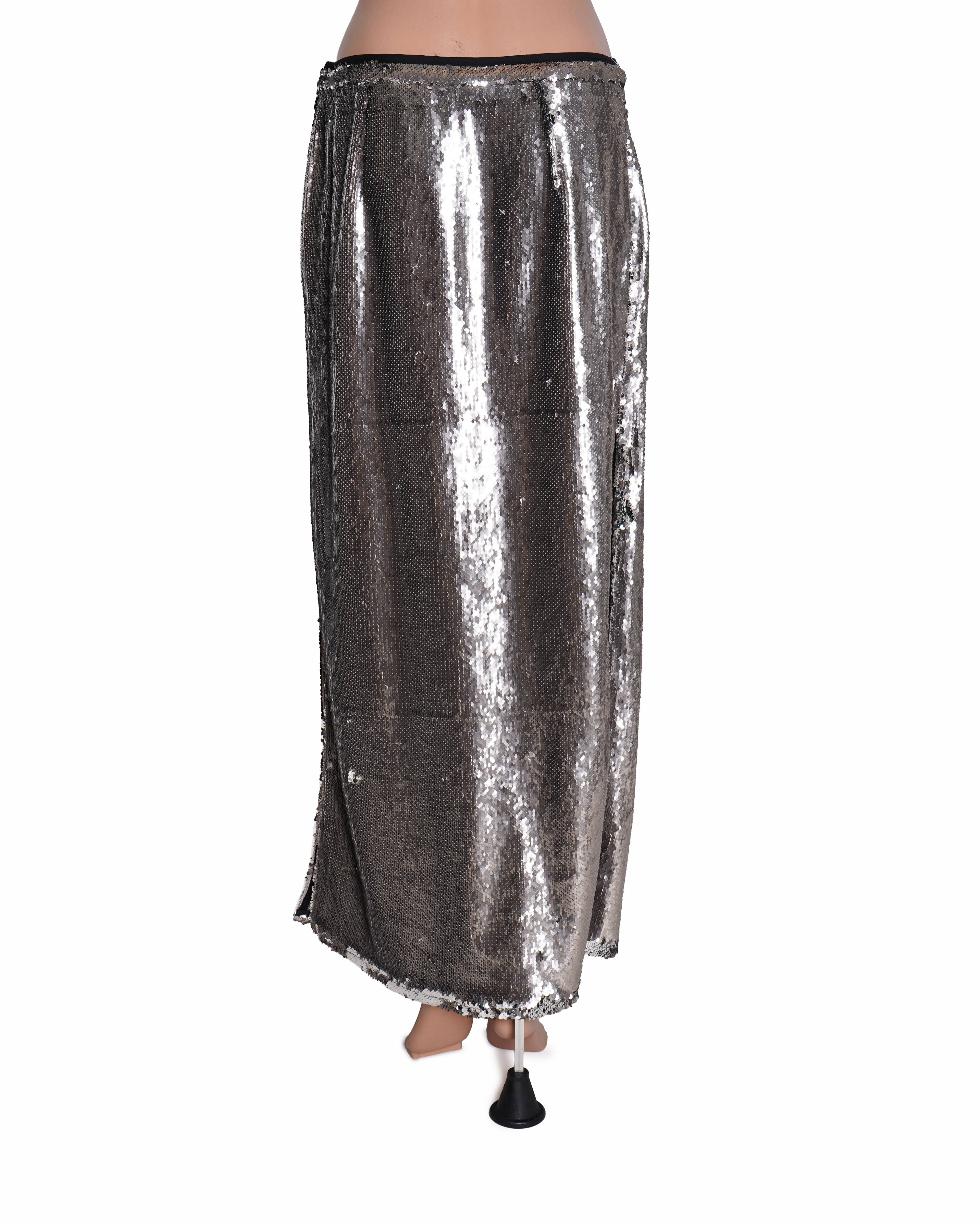 River Island Silver Sequin Maxi Skirt