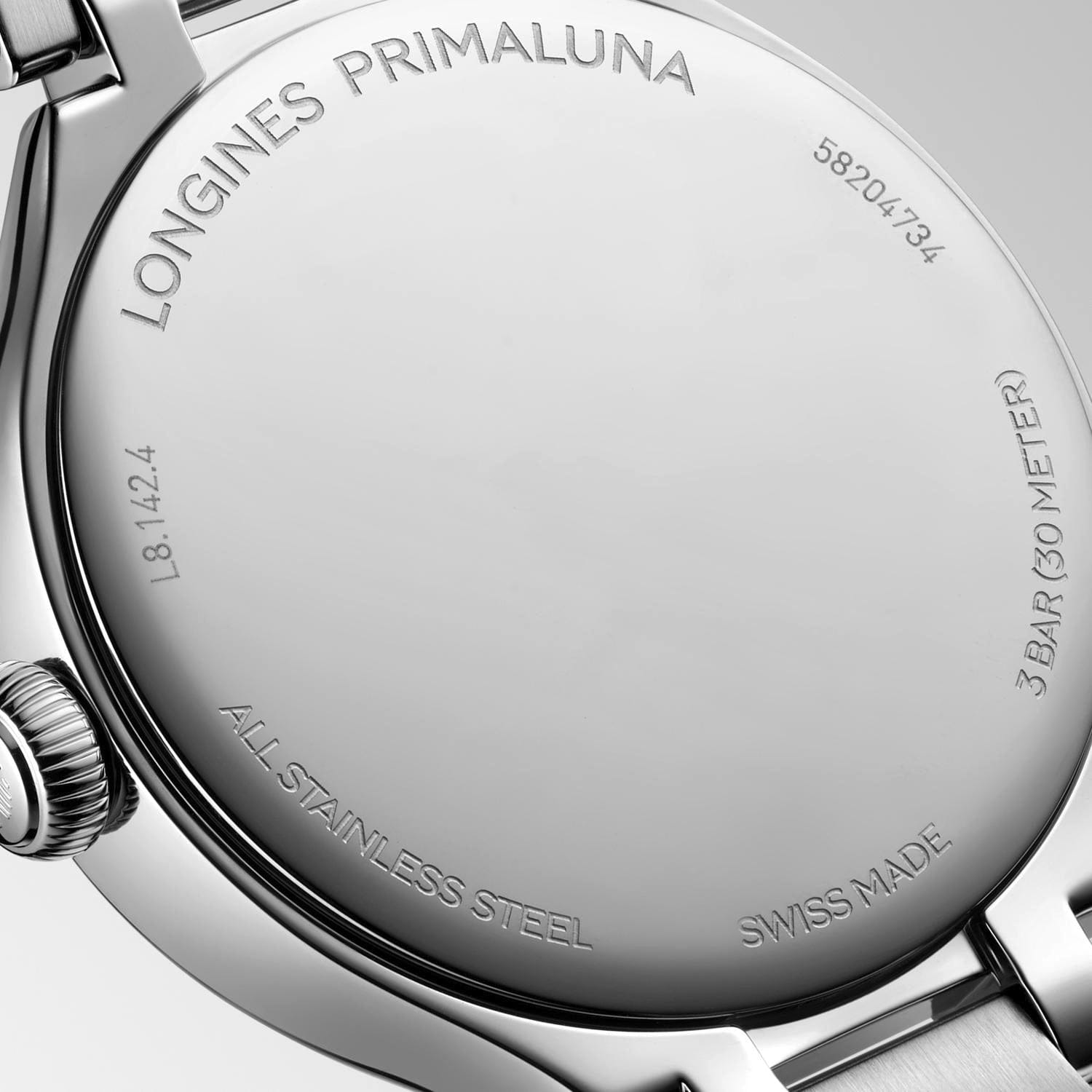 Longines PrimaLuna 30 mm Watch with Stainless Steel Bracelet