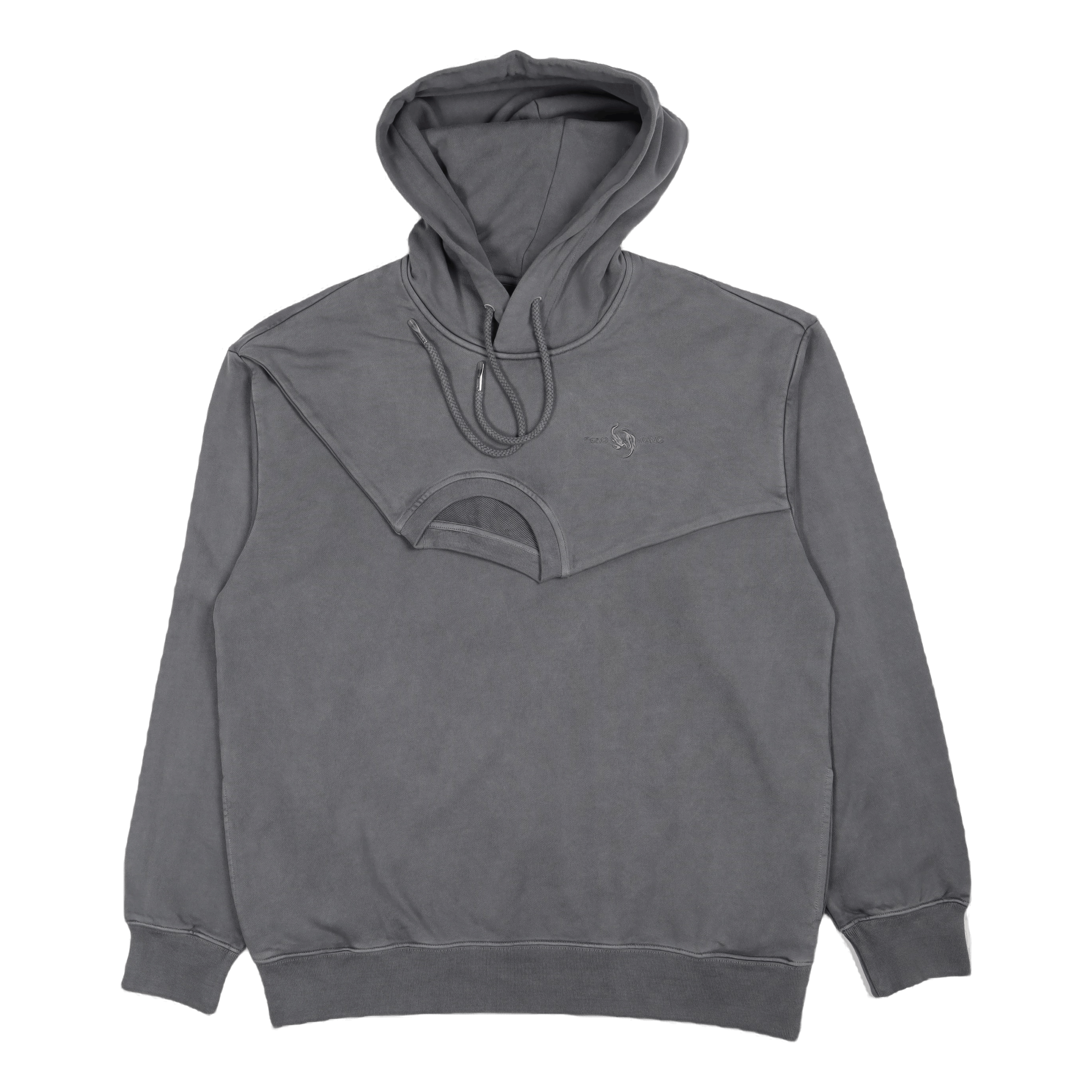 Feng Chen Wang Plant Dye Double Collar Hoodie Dark Grey