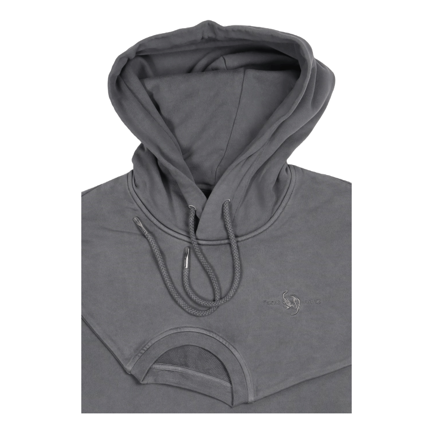 Feng Chen Wang Plant Dye Double Collar Hoodie Dark Grey