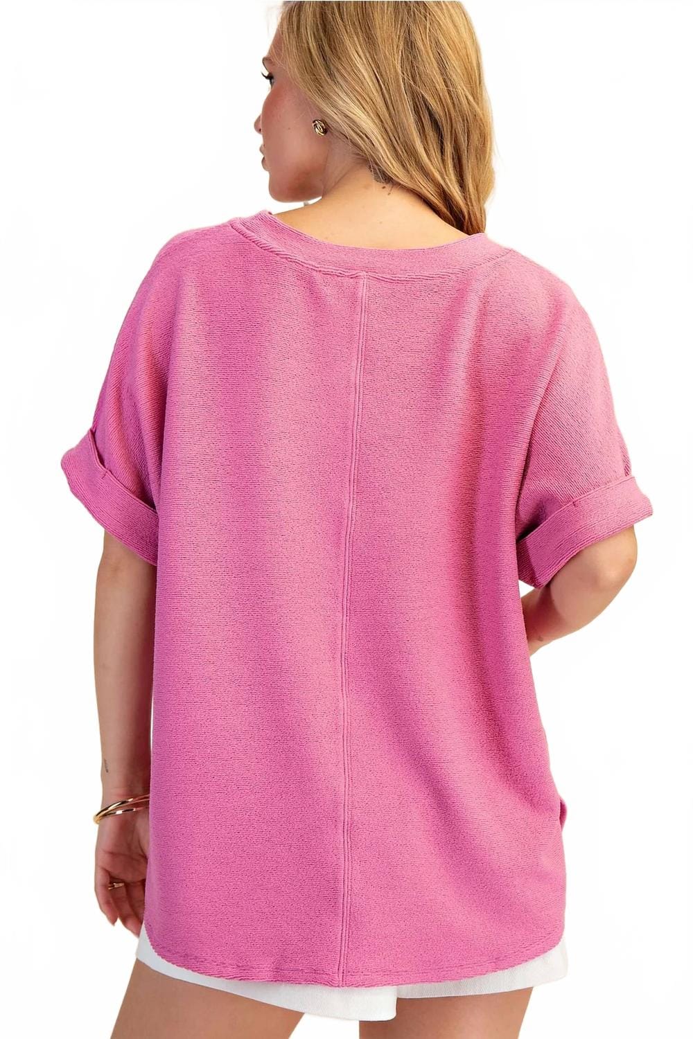 Knit Comfort Cut Knit Top In Hot Pink