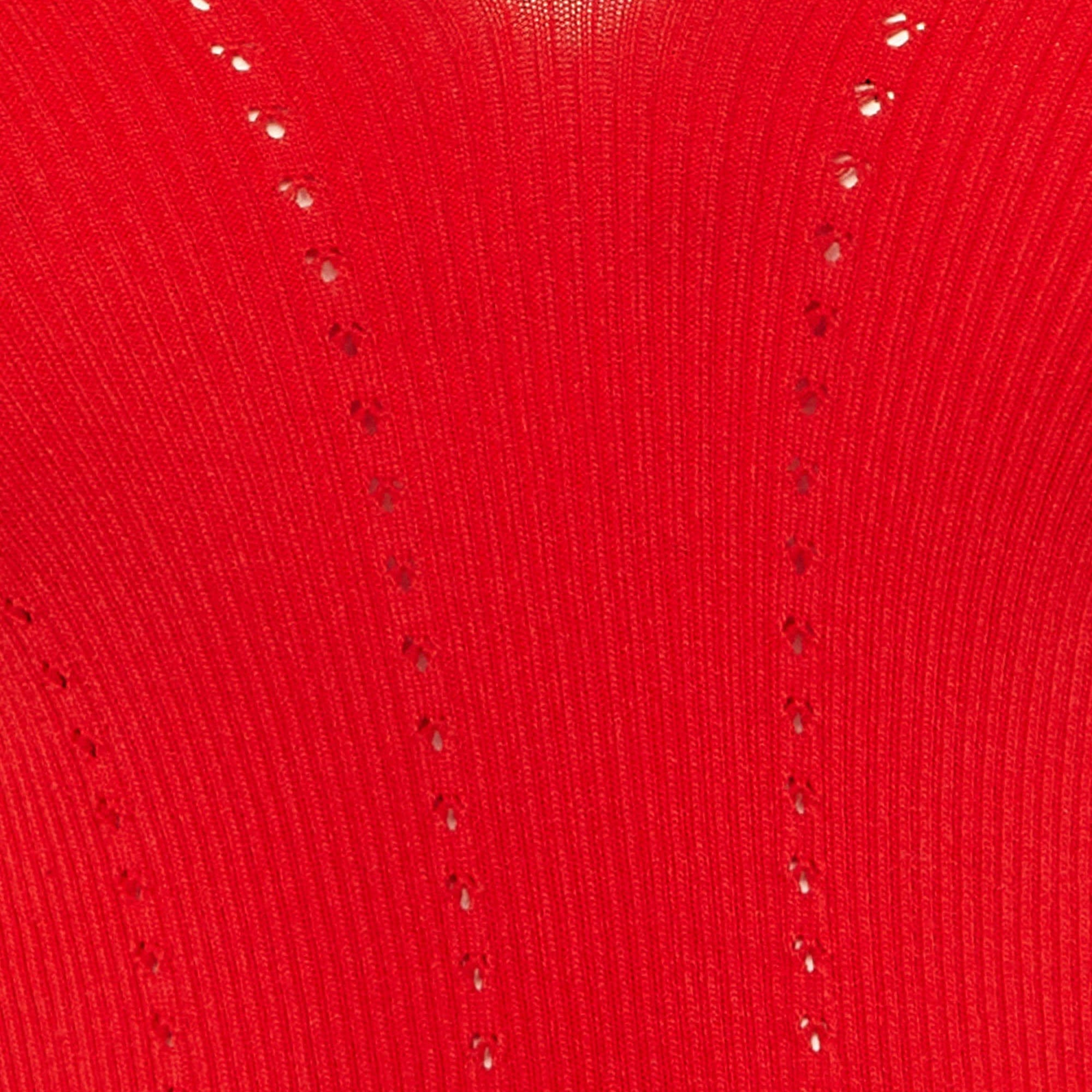 Knit Red Knit Cold Shoulder Top