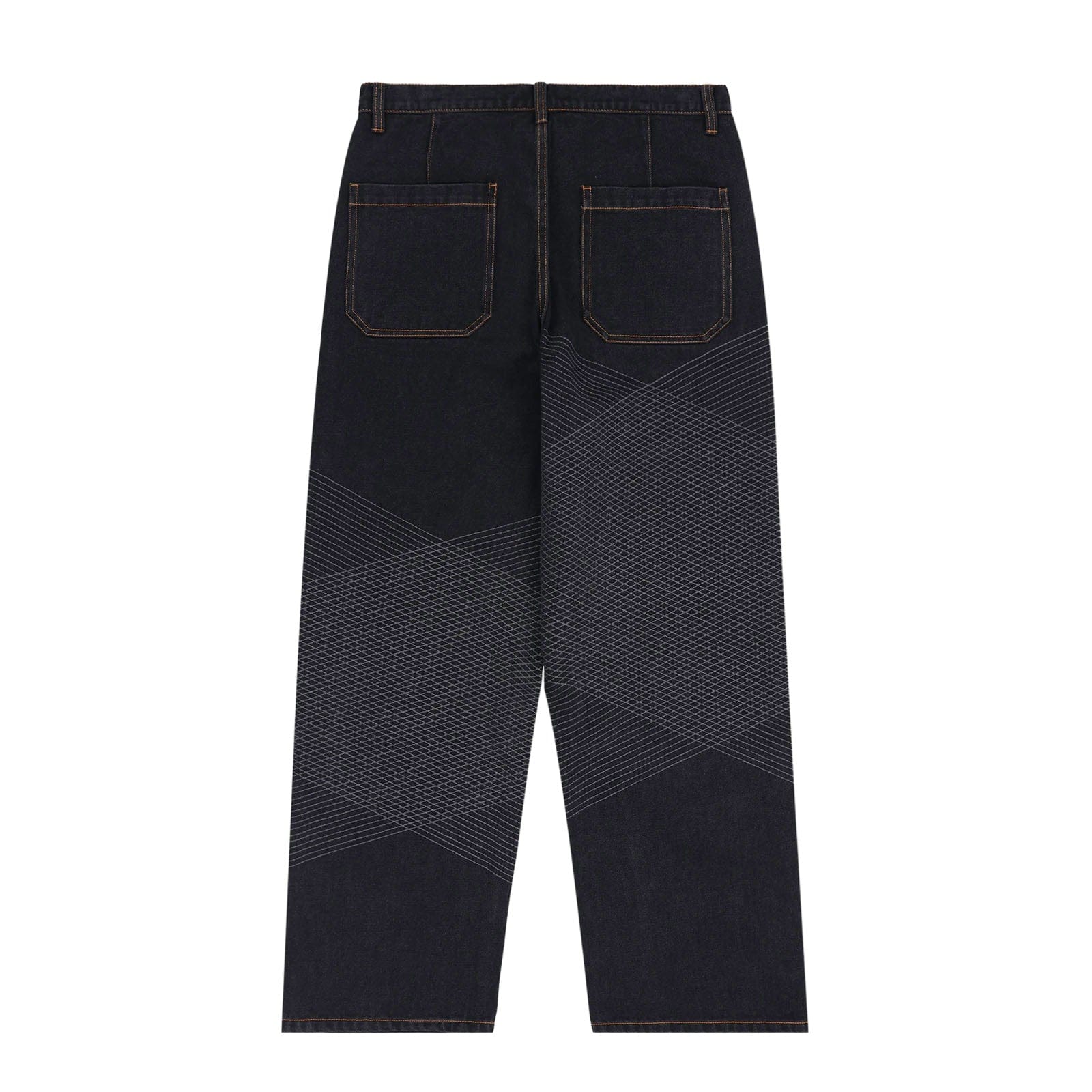 Pleasures Grid Embroidered Baggy Jeans Black