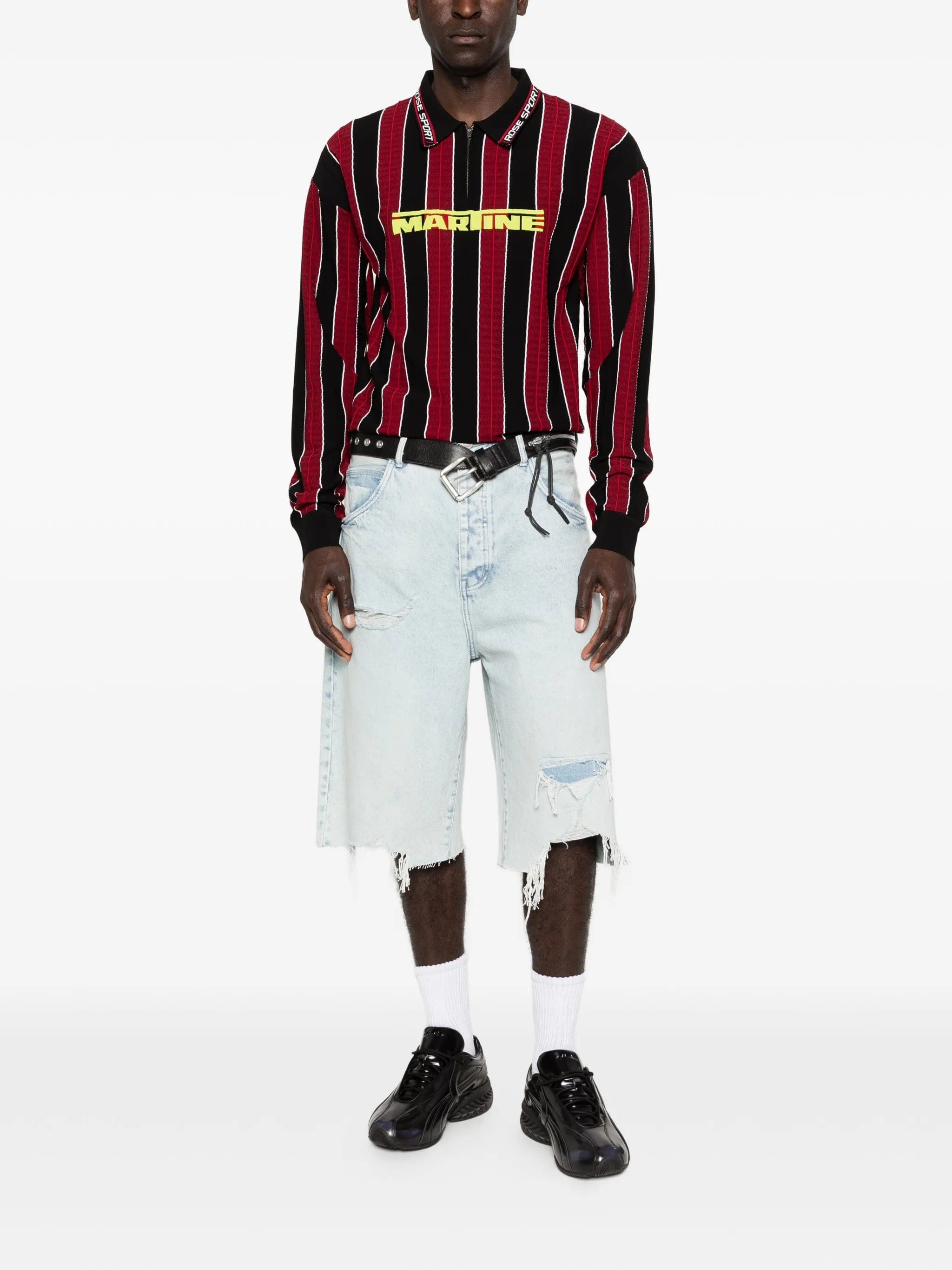 Martine Rose striped zip polo shirt