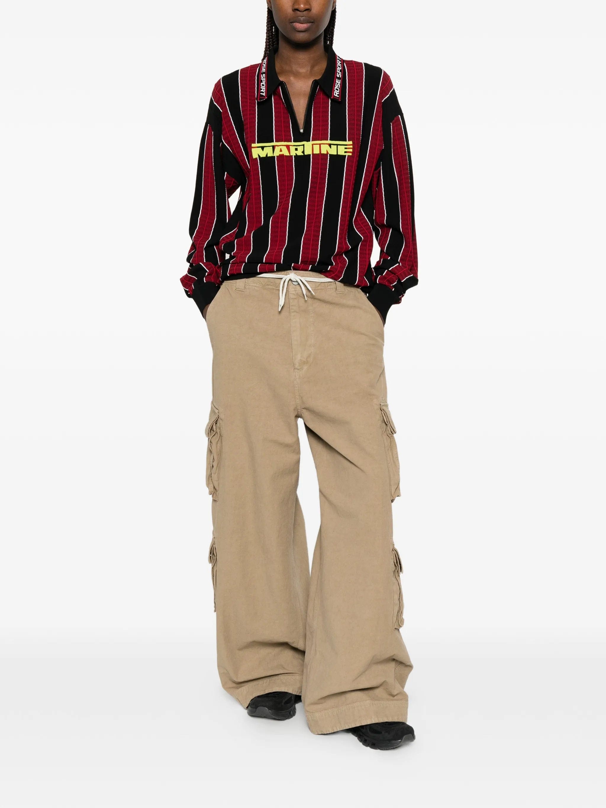 Martine Rose striped zip polo shirt