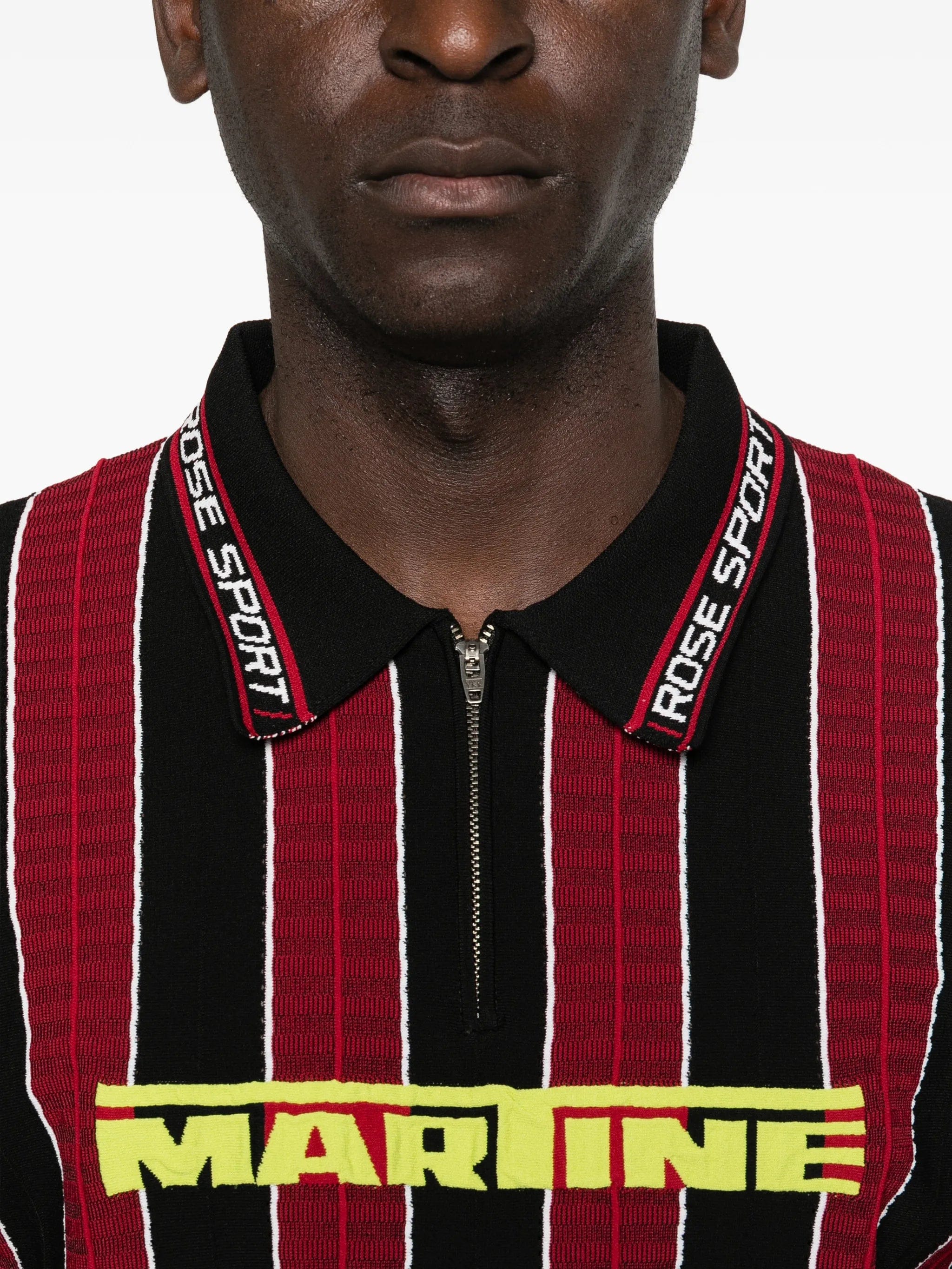 Martine Rose striped zip polo shirt