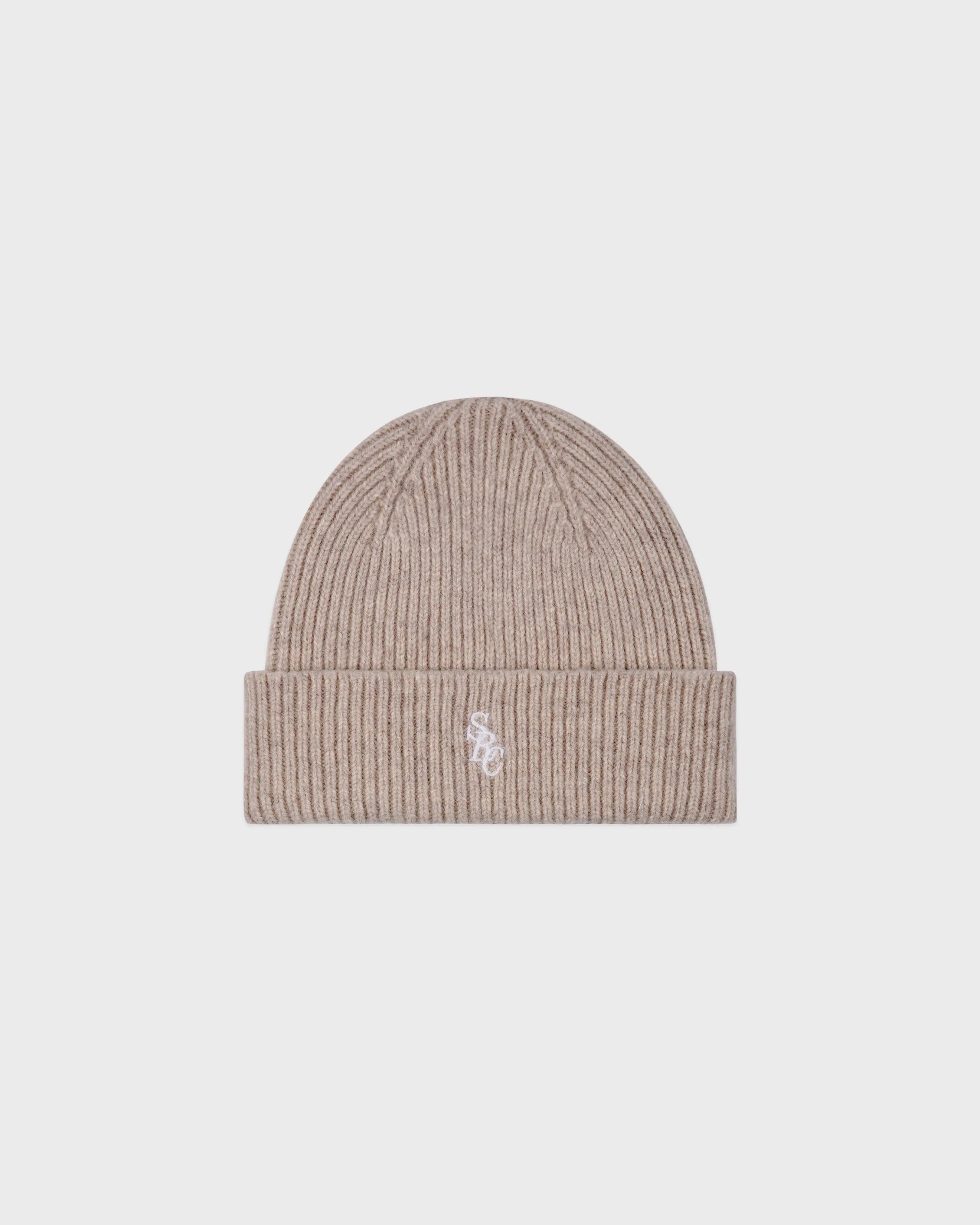 Sporty & Rich SRC Cashmere Beanie in Beige