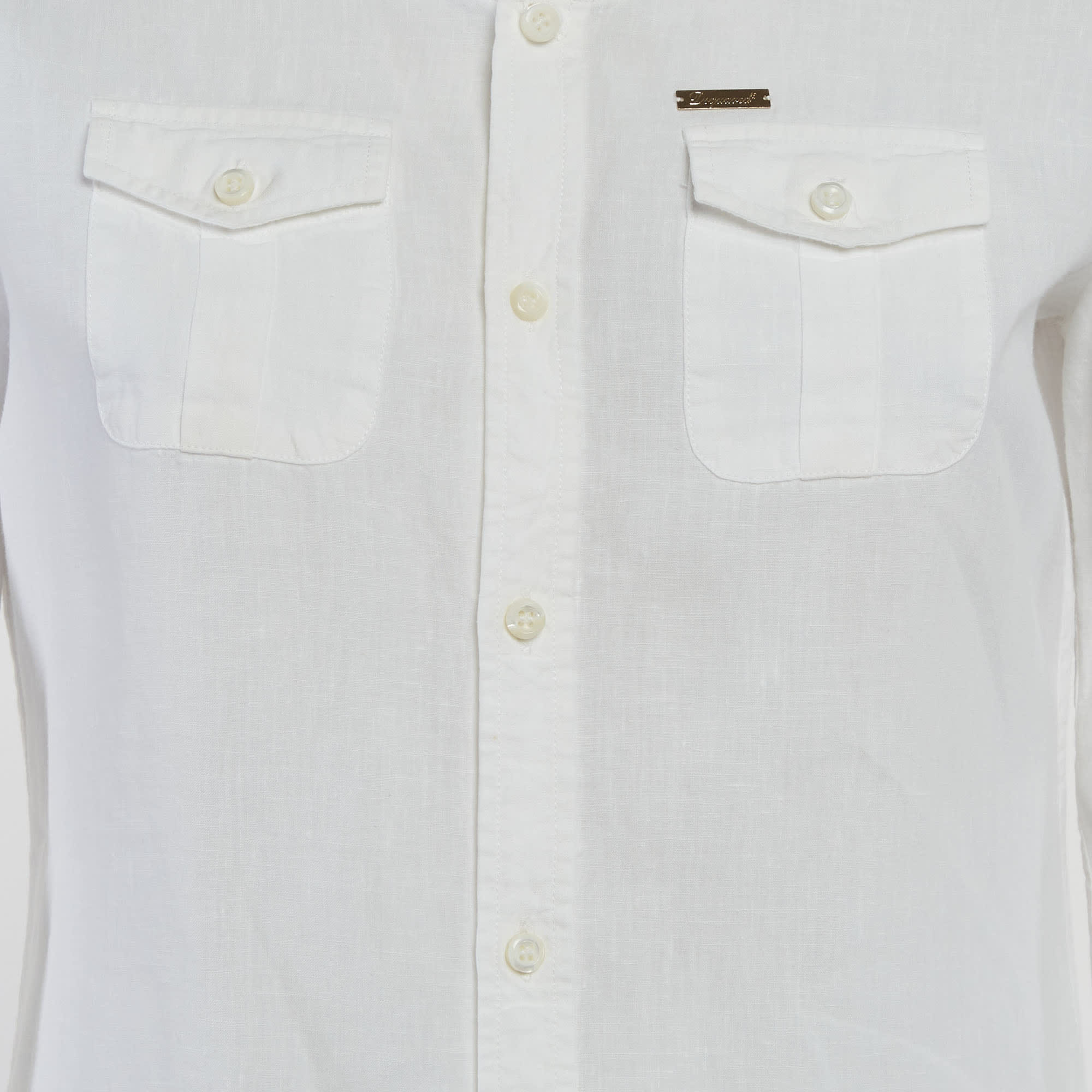 Dsquared2 White Linen Button Up Shirt