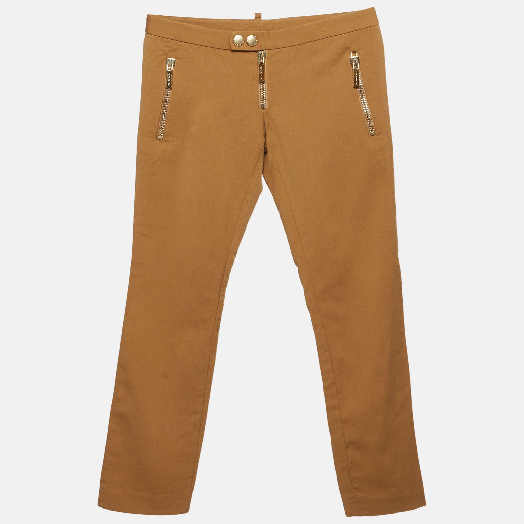 Dsquared2 Brown Cotton Straight Fit Pants