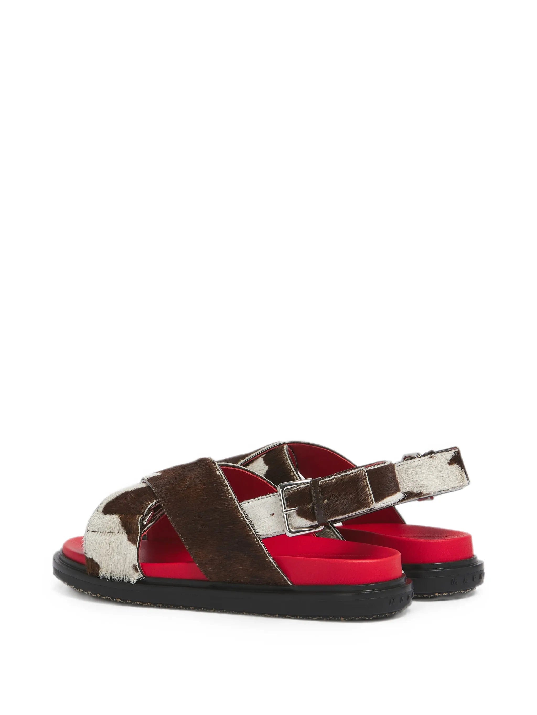Marni white and brown cow - print ponyhair Fussbett
