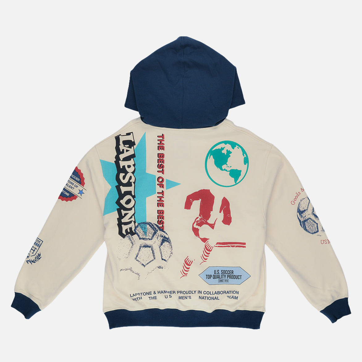 Lapstone & Hammer LAPSTONE x USMNT FULL - ZIP HOODIE - CREAM / NAVY