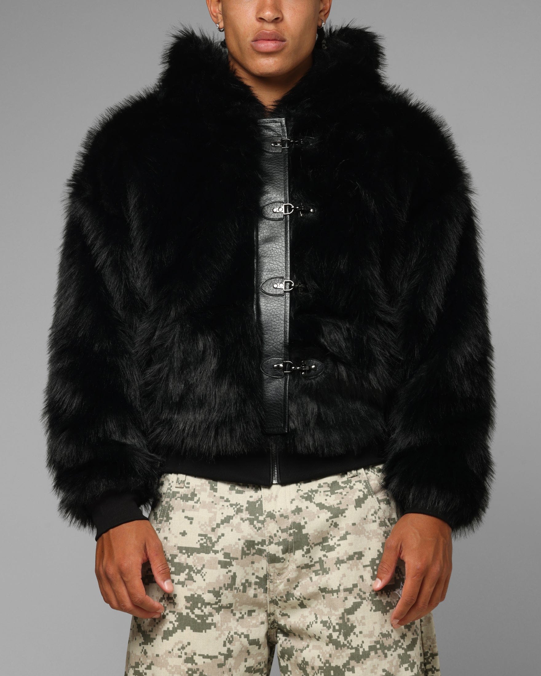Loiter Eastern Bloc Fur Jacket Black