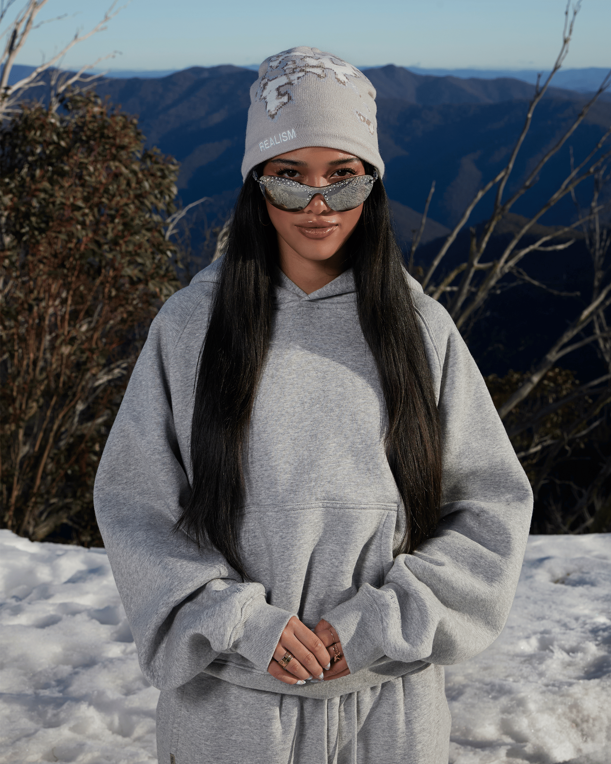 Realism SSS REALISM GLIMMER LOGO HOODIE GREY MARLE