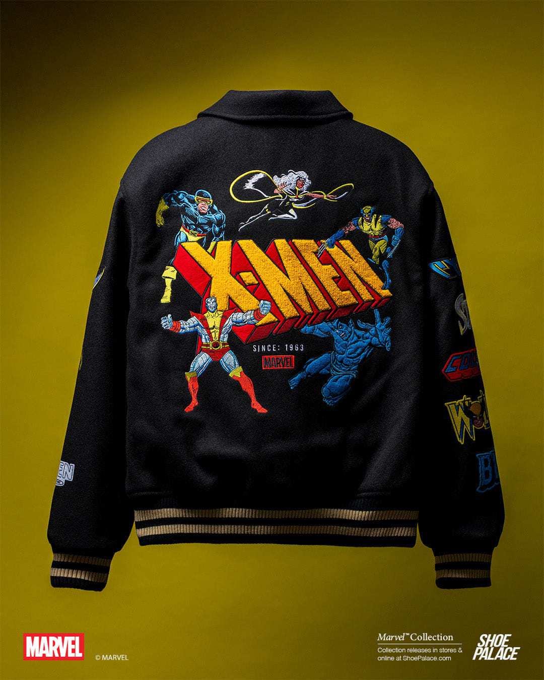 Marvel x SP Marvel By Shoe Palace Team x Men Varsity Mens Jacket (Black/Yellow)