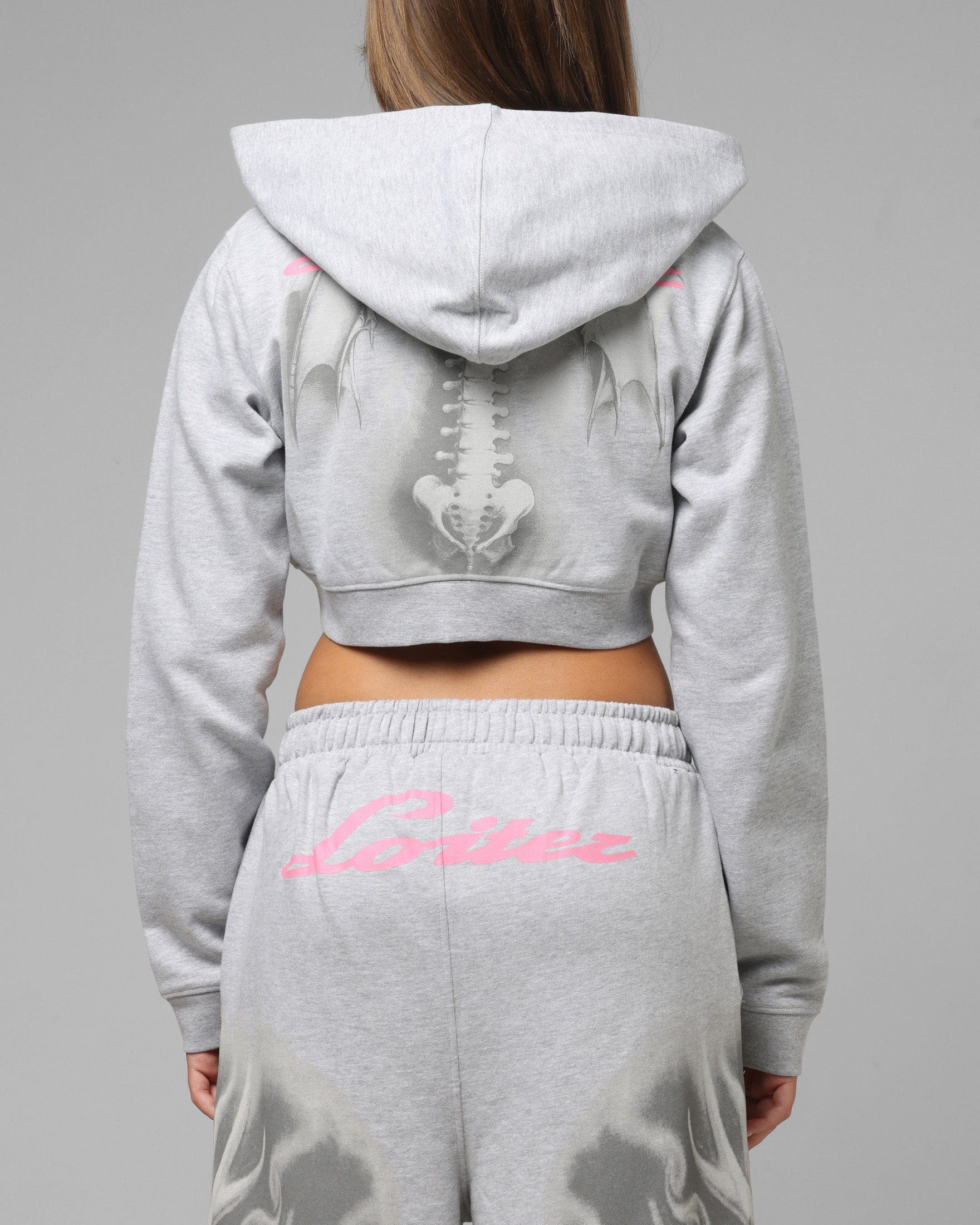 Loiter Women's Drako Cropped Hoodie Grey Marle