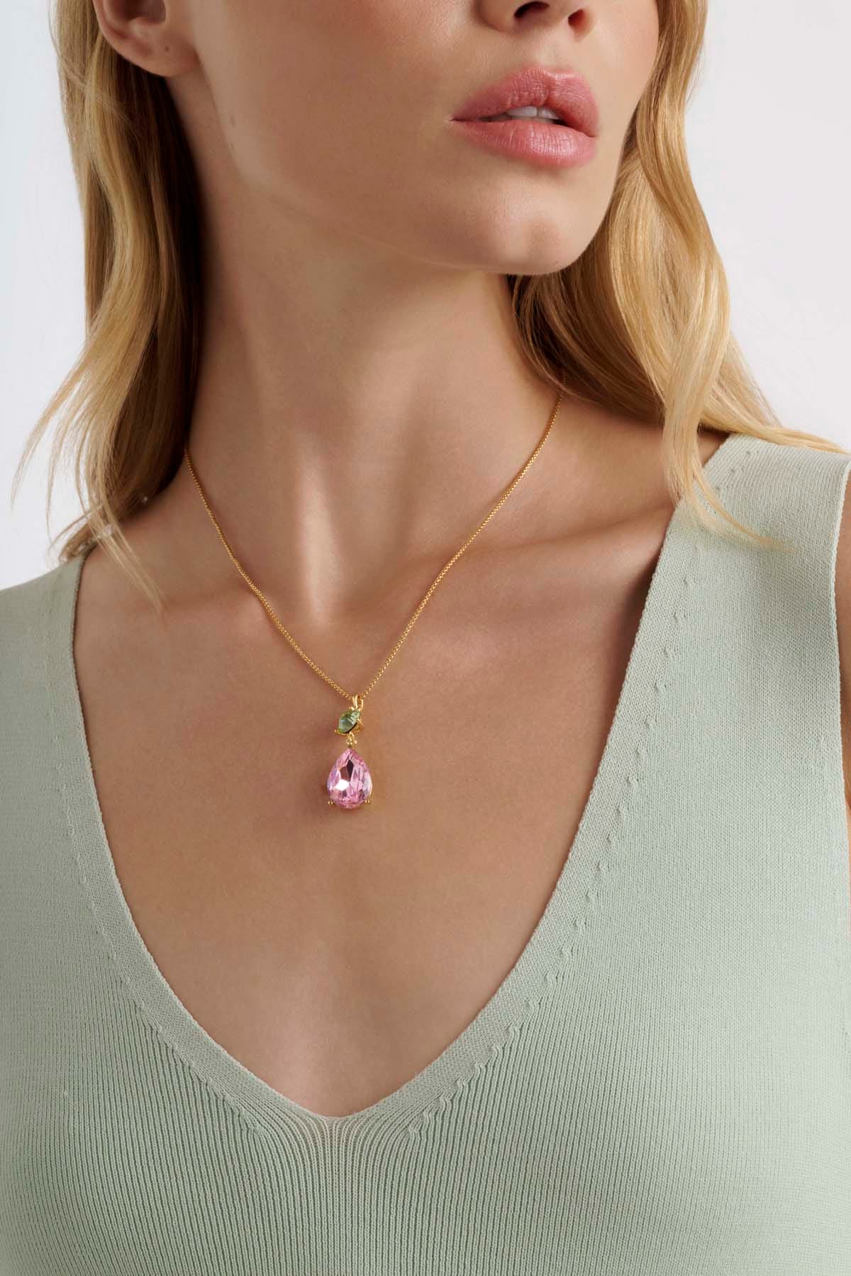 Ted Baker Tearsa Crystal Teardrop Pendant Necklace Green