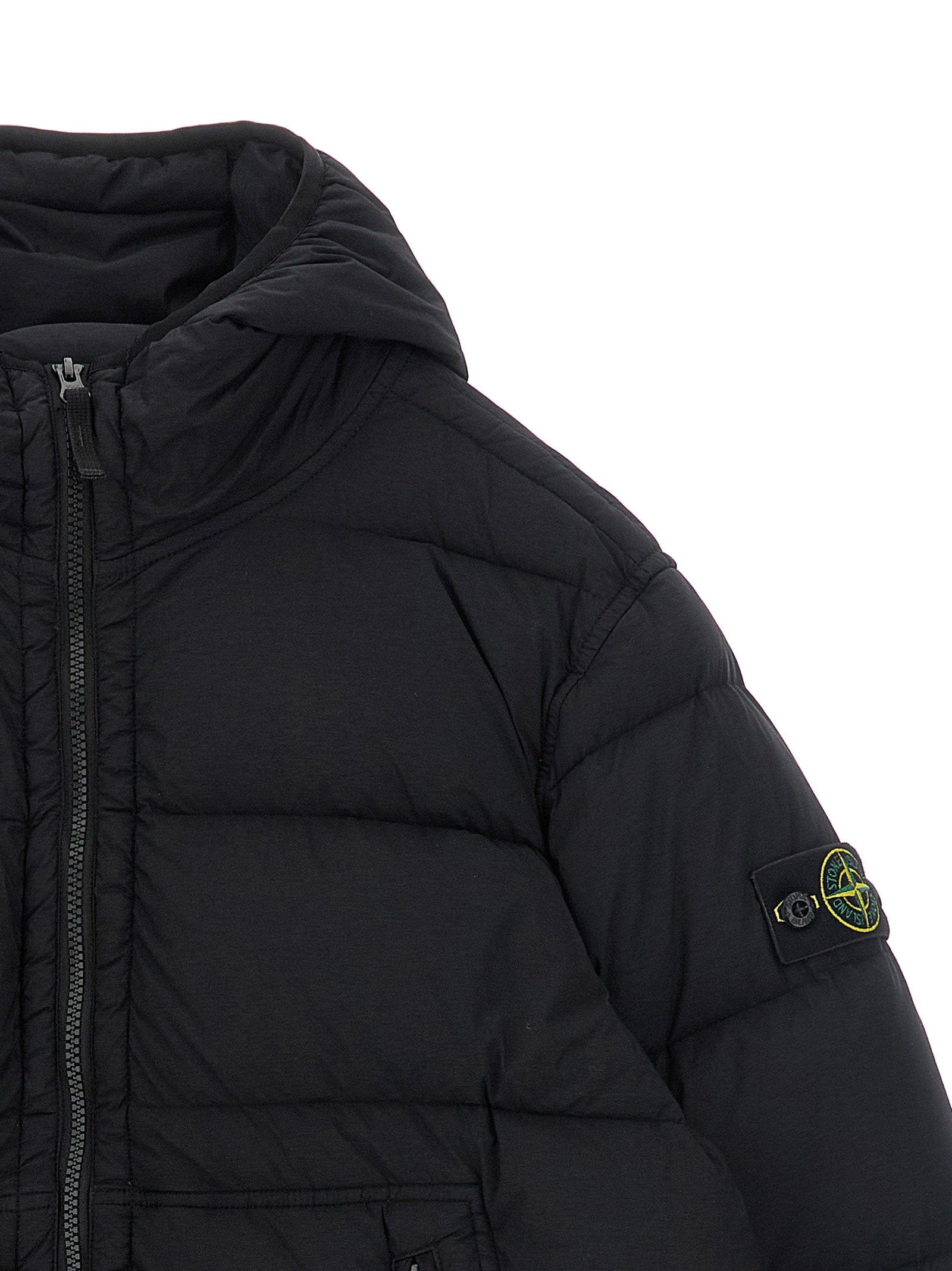 Stone Island Junior Quilted Technical Down Jacket — black