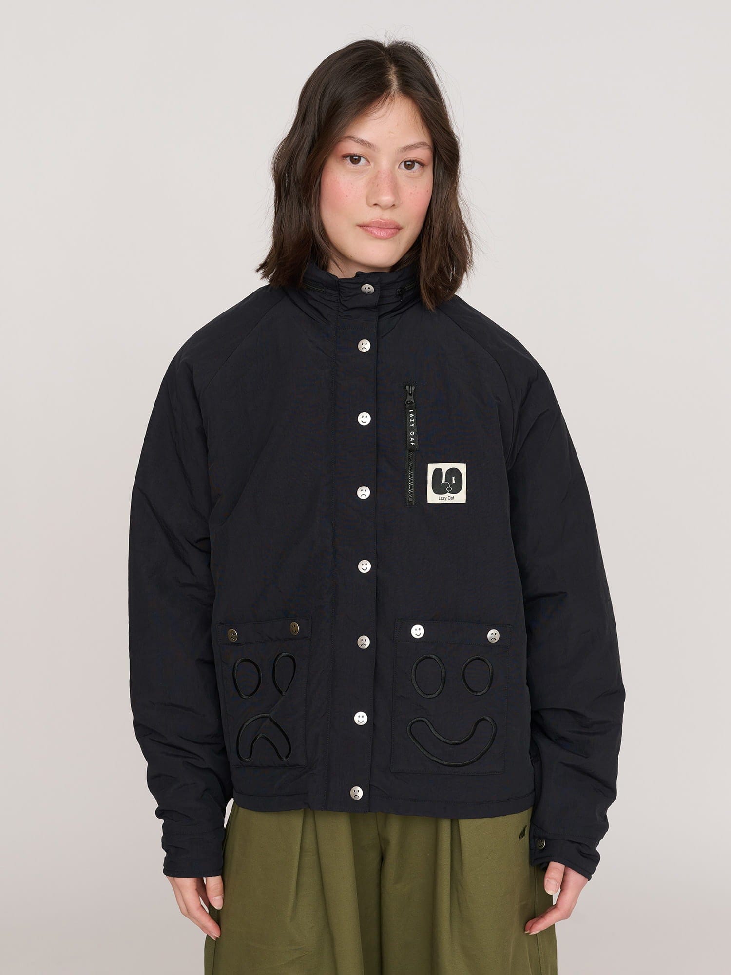 Lazy Oaf Short Wadded Happy Sad Jacket