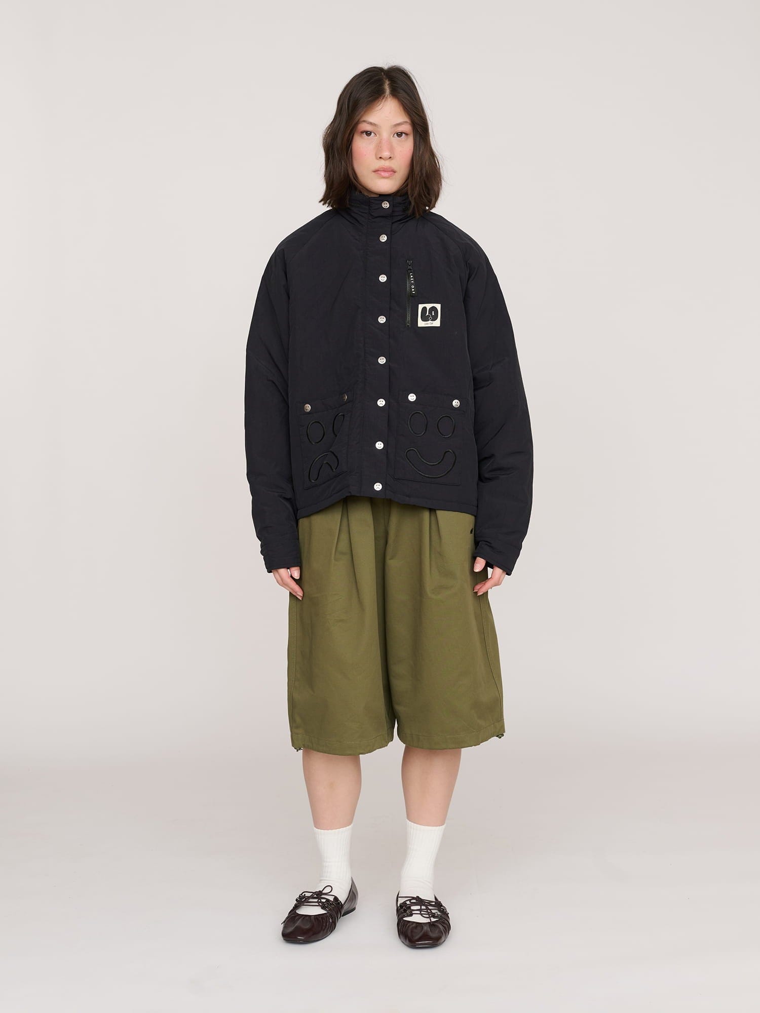 Lazy Oaf Short Wadded Happy Sad Jacket