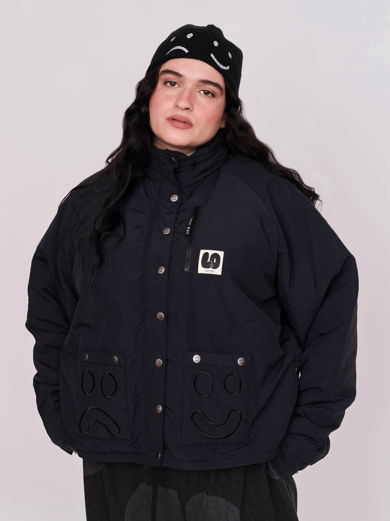 Lazy Oaf Short Wadded Happy Sad Jacket