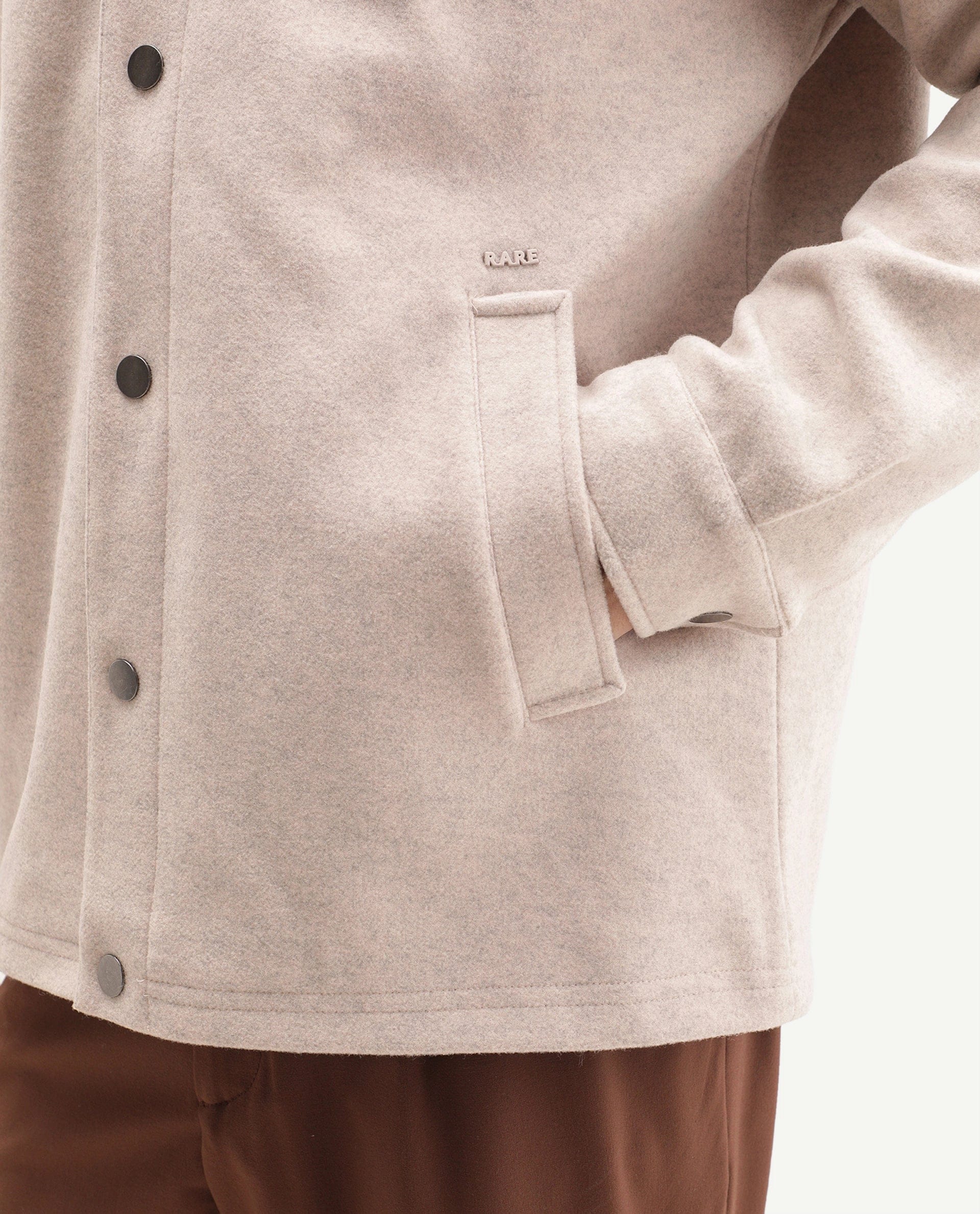 RARE Rabbit Men's Mahu Primary Beige Linen Blend Spread Collar Snap Regular Plain Jacket