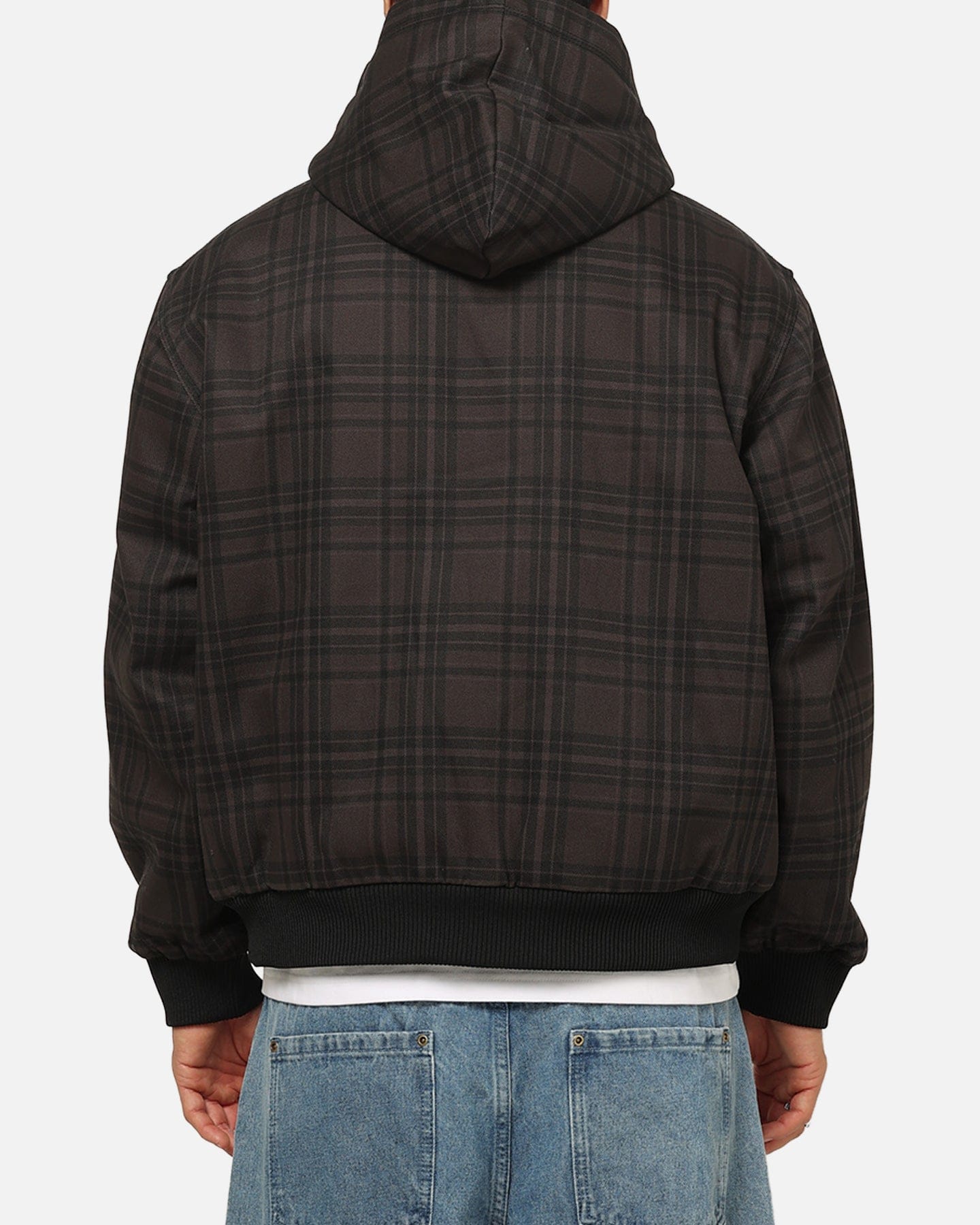Carre Sherpa Lined Zip Hoodie Black Plaid
