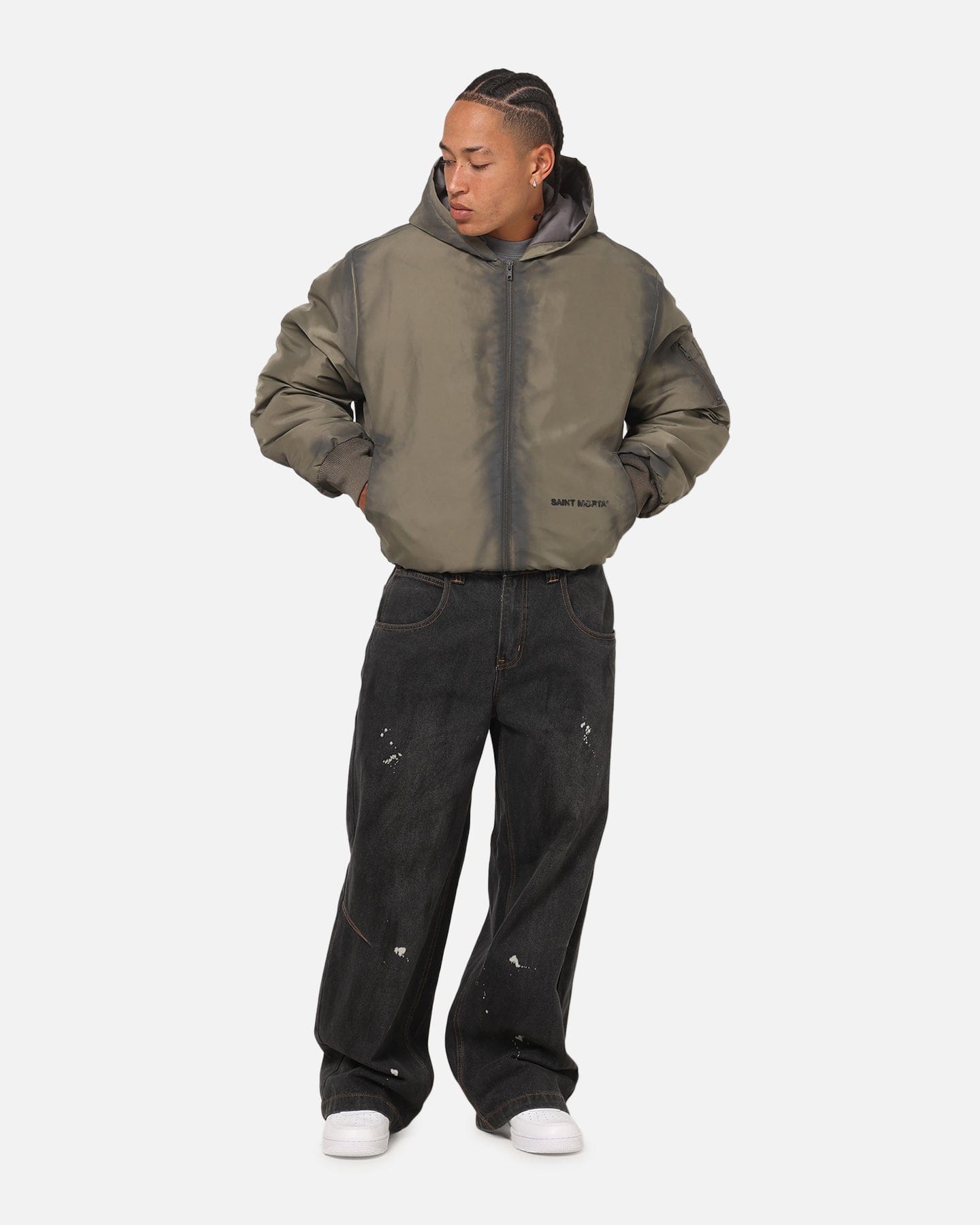 Saint Morta Patriot Hoodie Bomber Jacket Tan