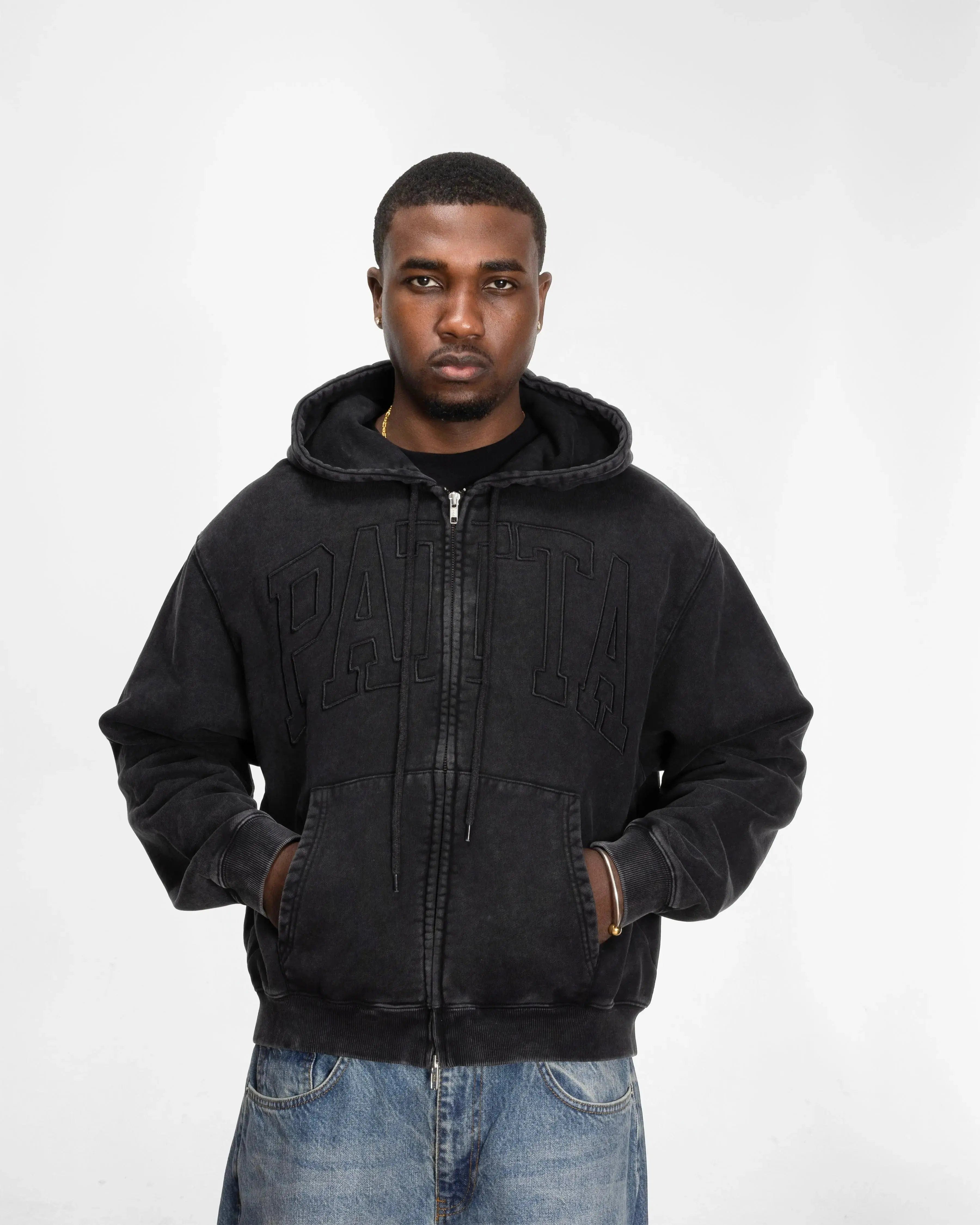 Patta Loopback Logo Zip Hooded Sweater (Moonless Night)